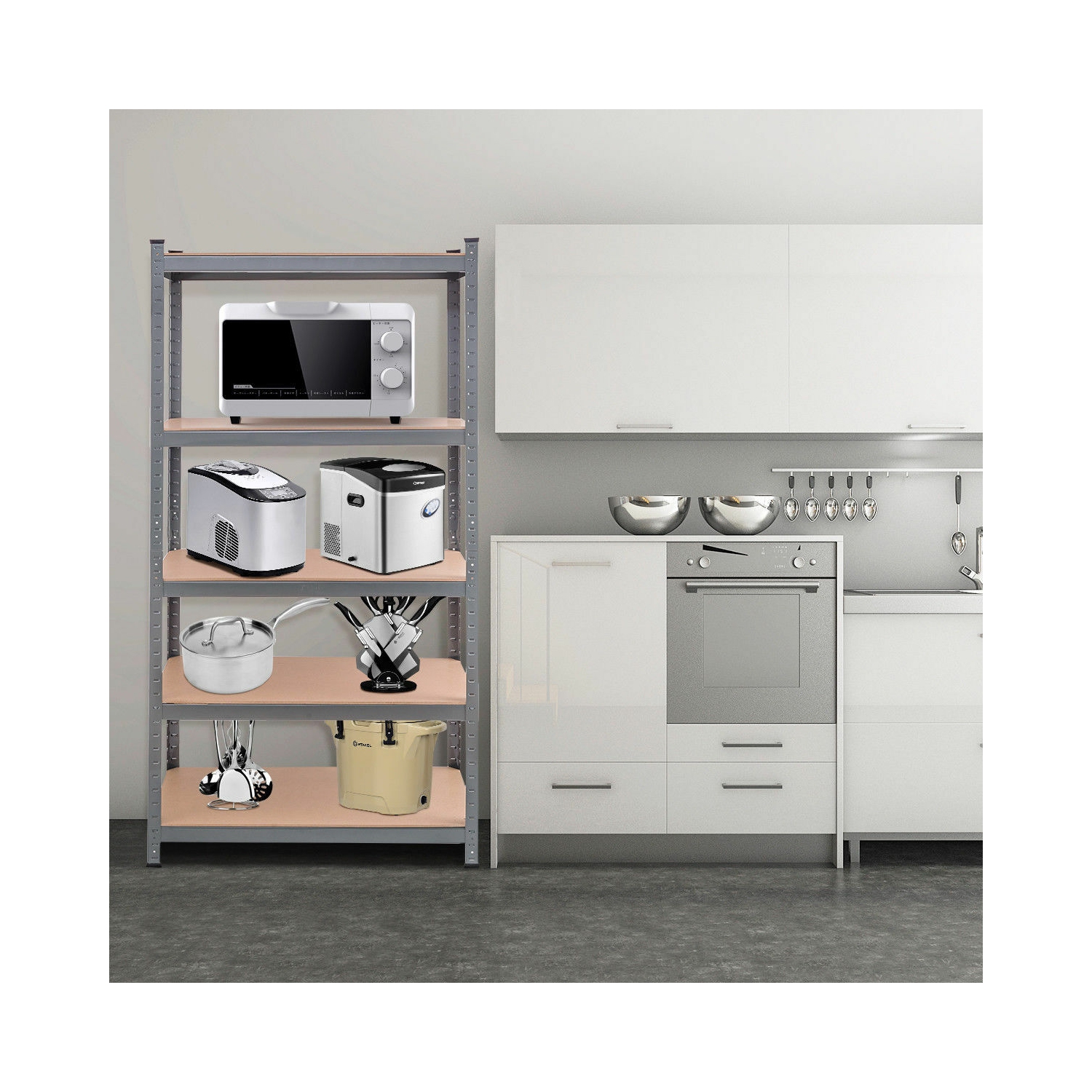 Gymax 72'' Heavy Duty Steel 5 Level Garage Shelf Metal Storage Adjustable Shelves Unit