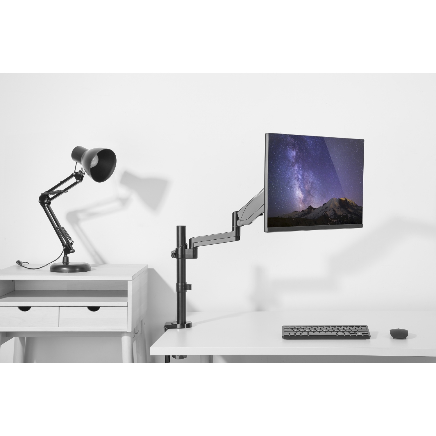 Support ergonomique à ressort pneumatique pour support de moniteur ACL double bras articulé de bureau Uplite pour 1 écran jusqu’à 32 po