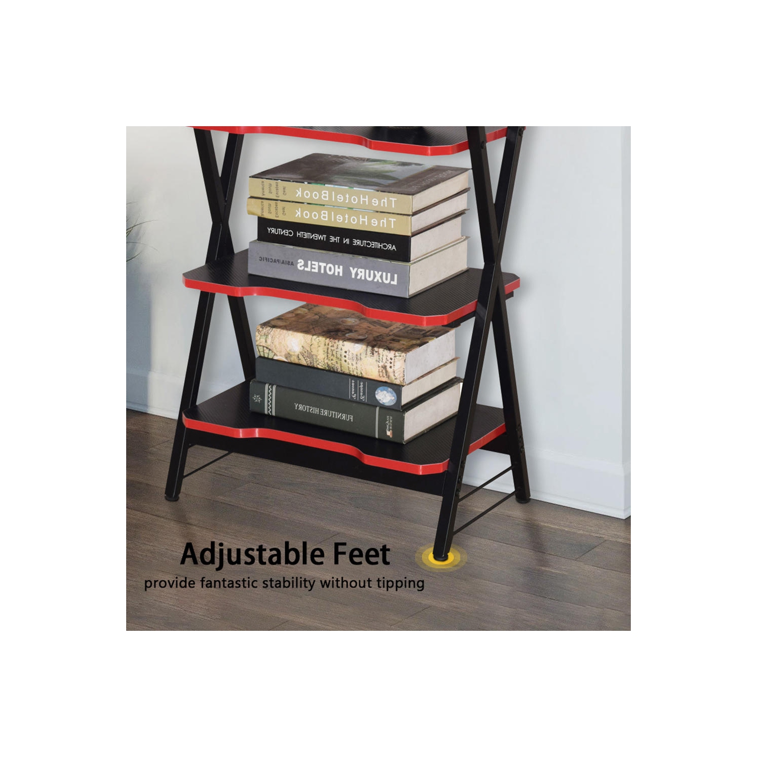 3-Tier Bookshelf Bookcase, Storage Shelves for Books and Plants, Metal Frame Home Office Display Rack