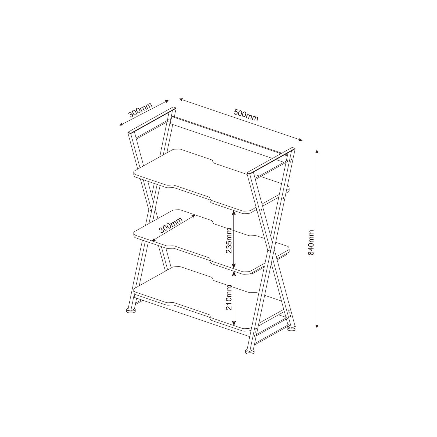3-Tier Bookshelf Bookcase, Storage Shelves for Books and Plants, Metal Frame Home Office Display Rack