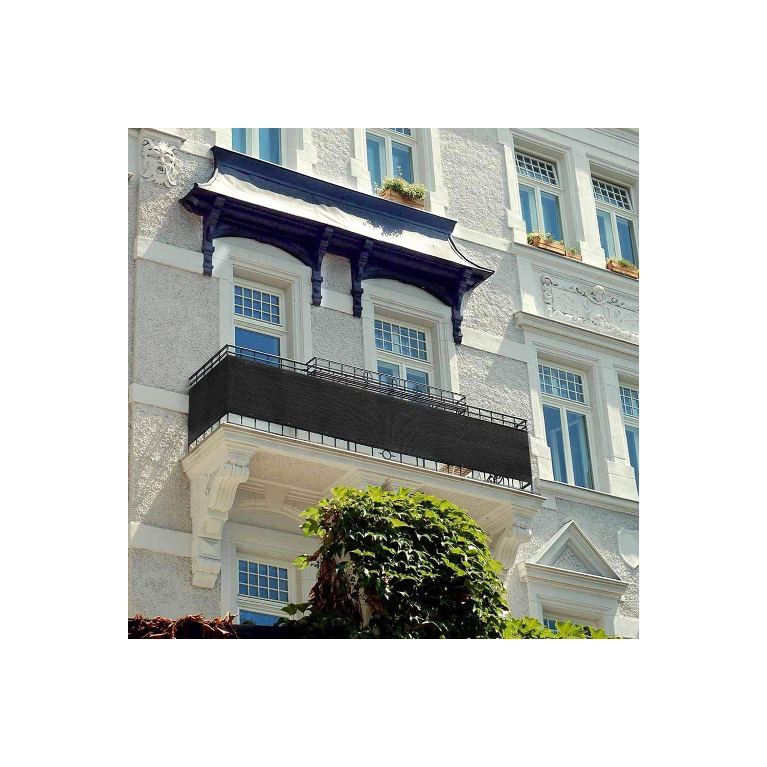 Écran de confidentialité pour balcon, pare-vent pour terrasse de 6 x 50 pi, bâche de jardin pour véranda patio