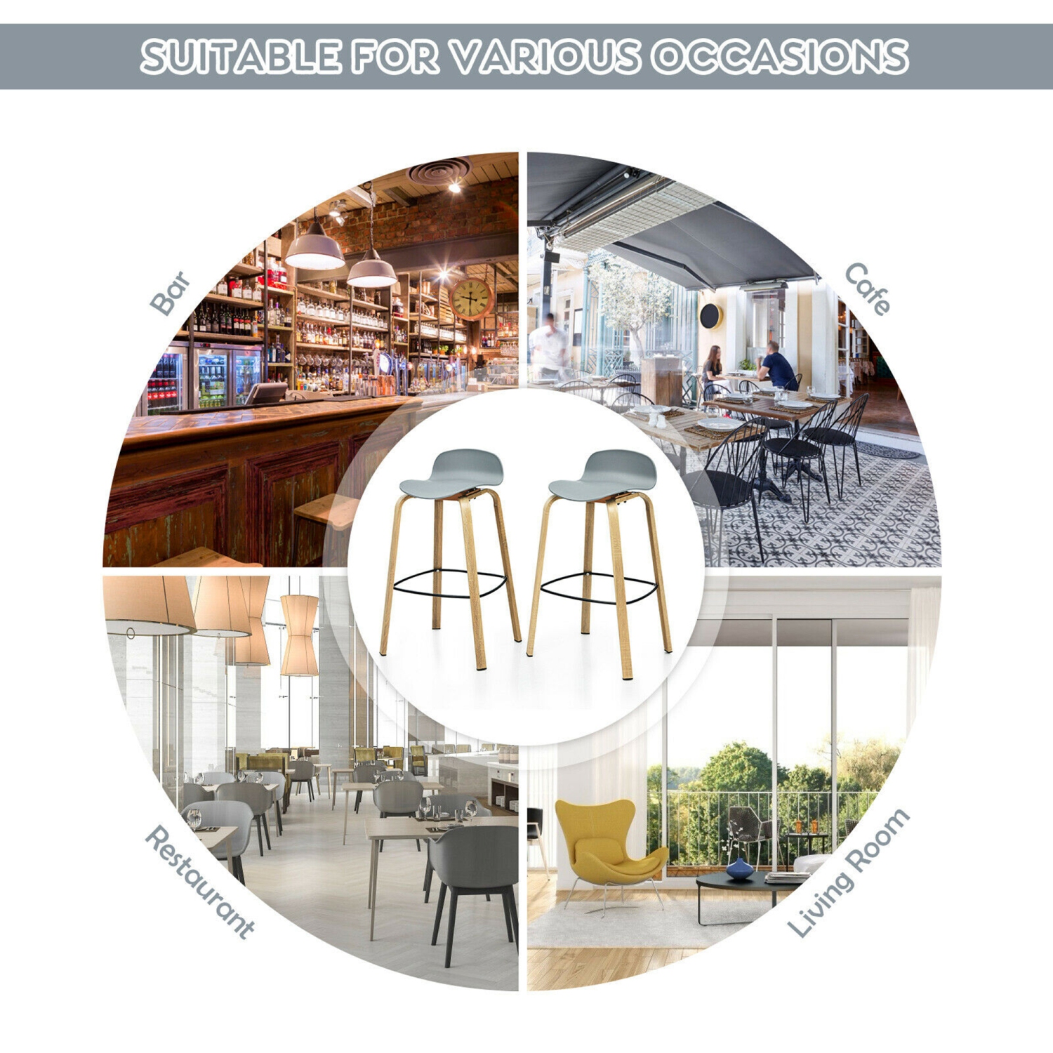 Ensemble de 4 tabourets de bar modernes Gymax