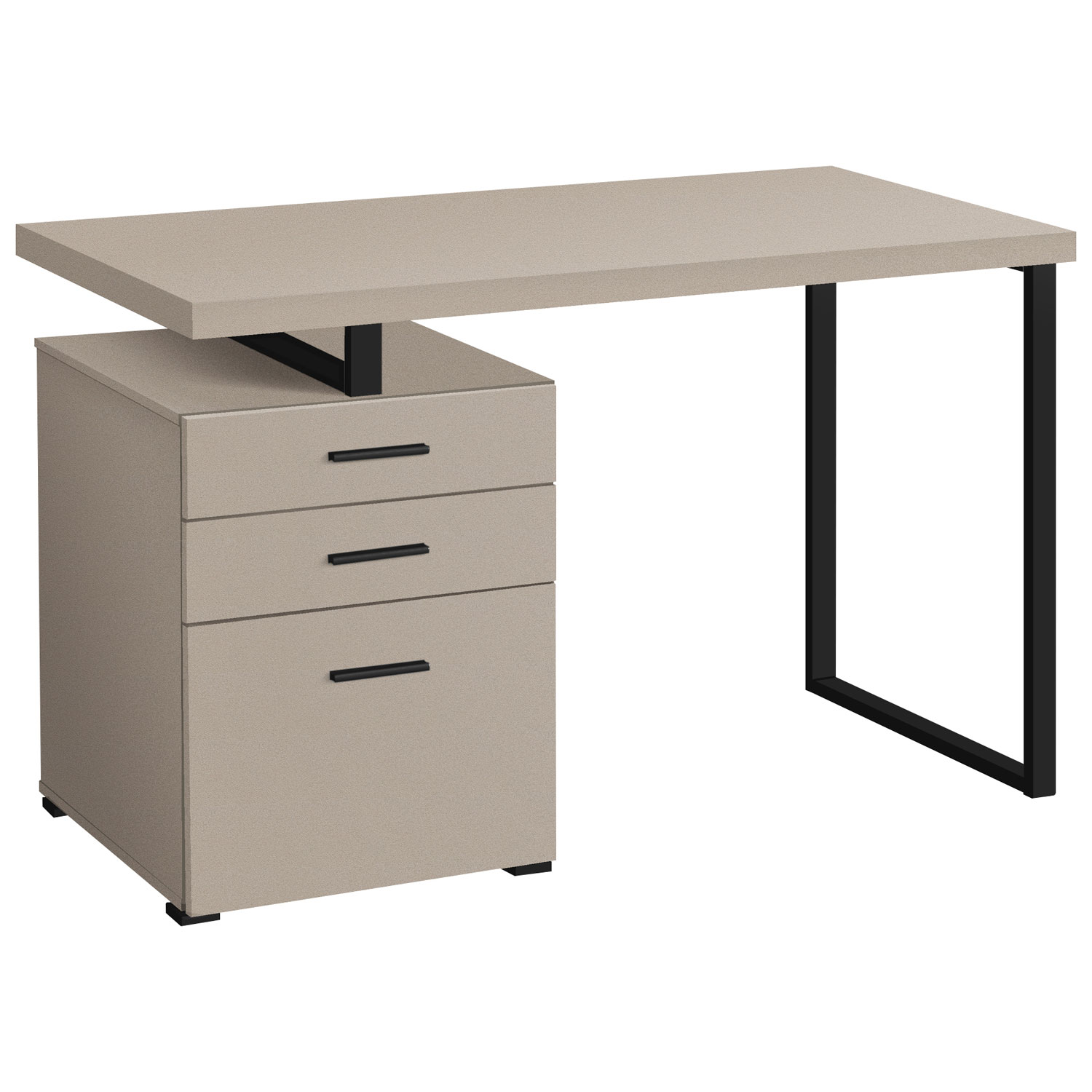 Bureau d'ordinateur flottant avec 3 tiroirs de 47,25 po de largeur de Monarch - Taupe/Noir