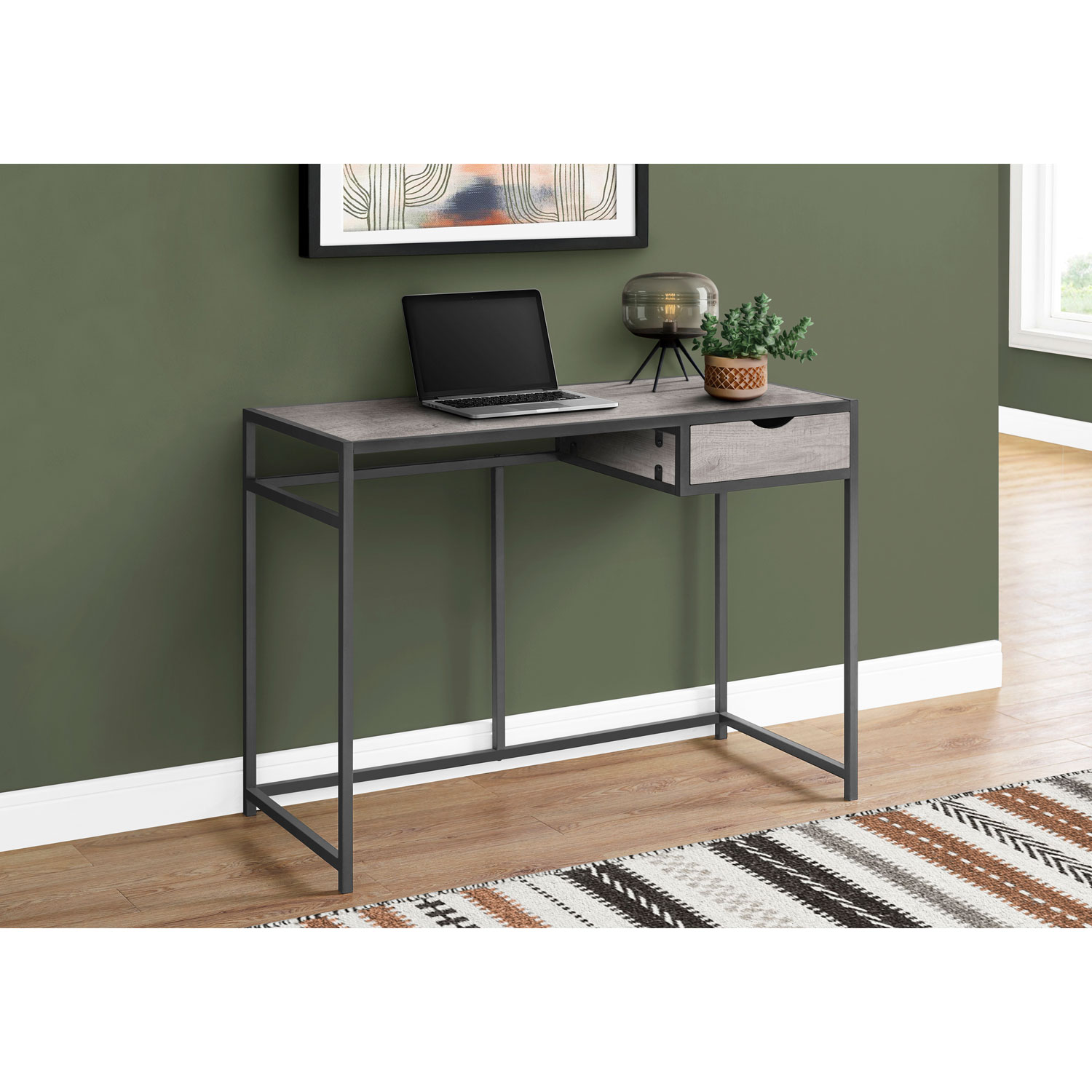 Monarch Metal-Frame 42.25"W Computer Desk with Drawer - Grey