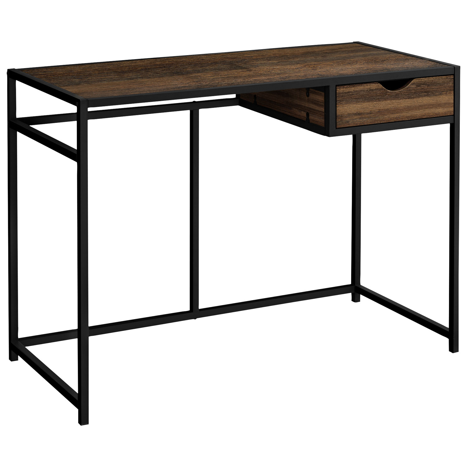 Bureau ordinateur à cadre en métal avec tiroir de 42,25 po de largeur de Monarch - Brun/Noir