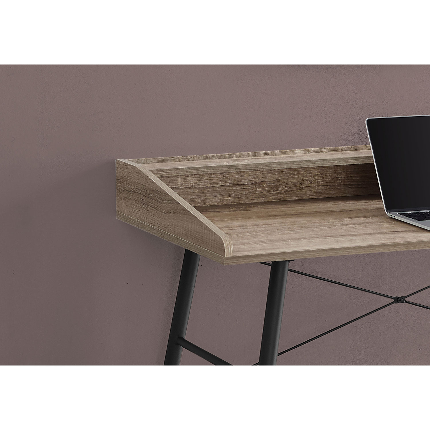 Monarch Tapered-Leg 47.25"W Computer Desk with Hutch - Dark Taupe/Black