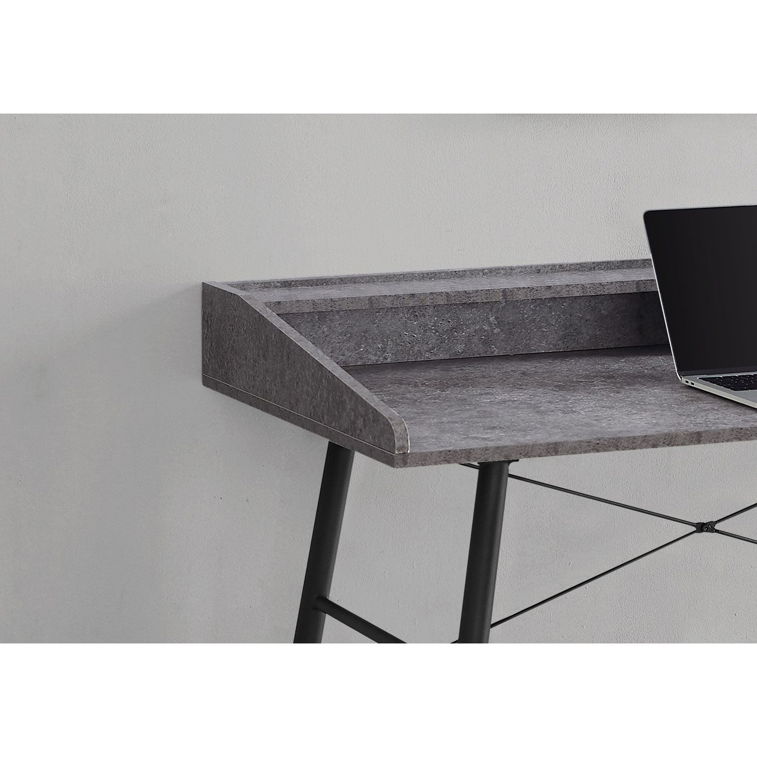 Monarch Tapered-Leg 47.25"W Computer Desk with Hutch - Dark Grey/Black