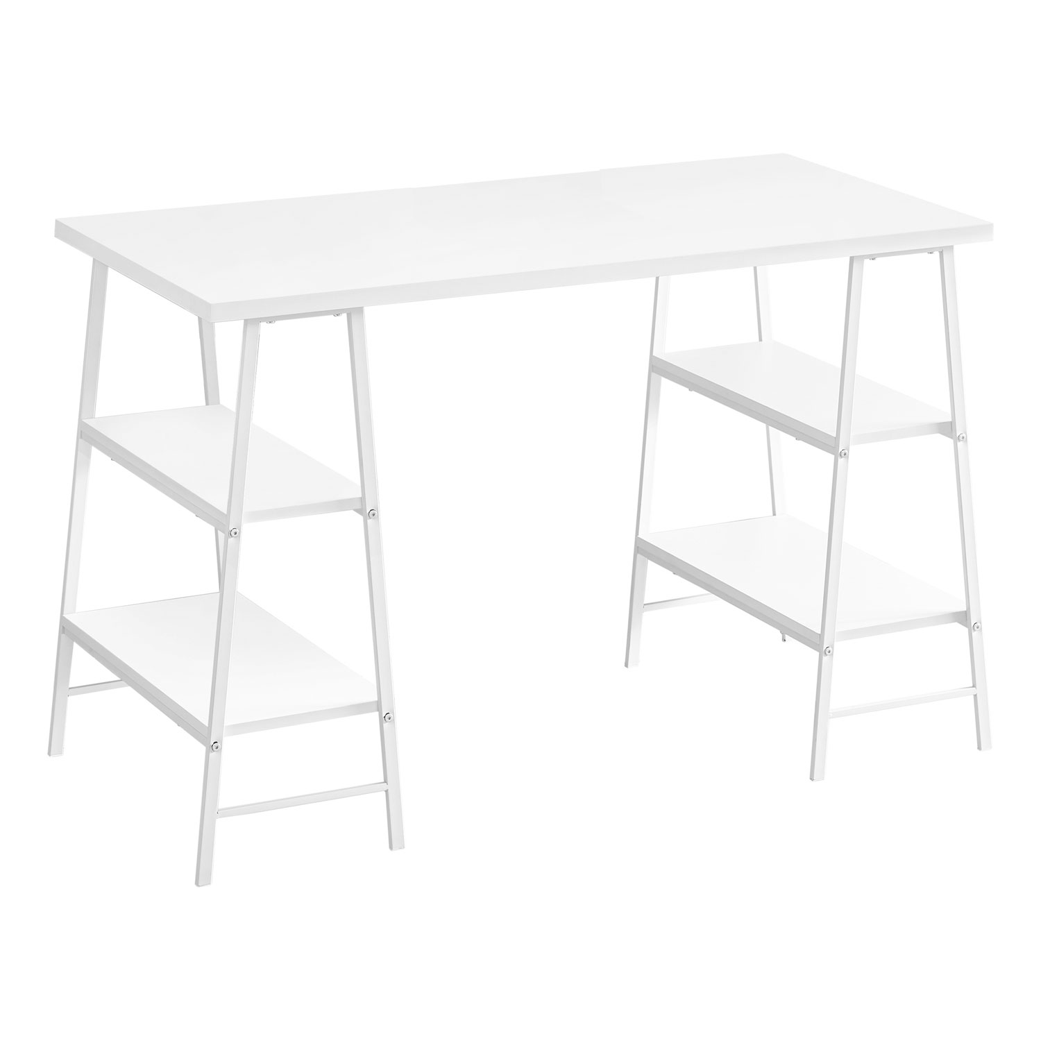 Monarch 47.25"W Computer Desk with 4 Shelves - White