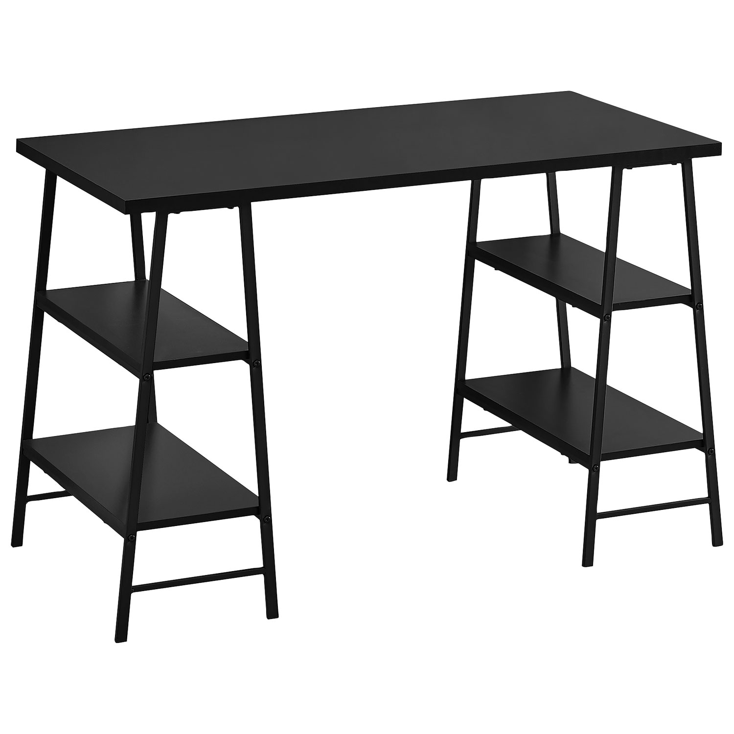 Monarch 47.25"W Computer Desk with 4 Shelves - Black