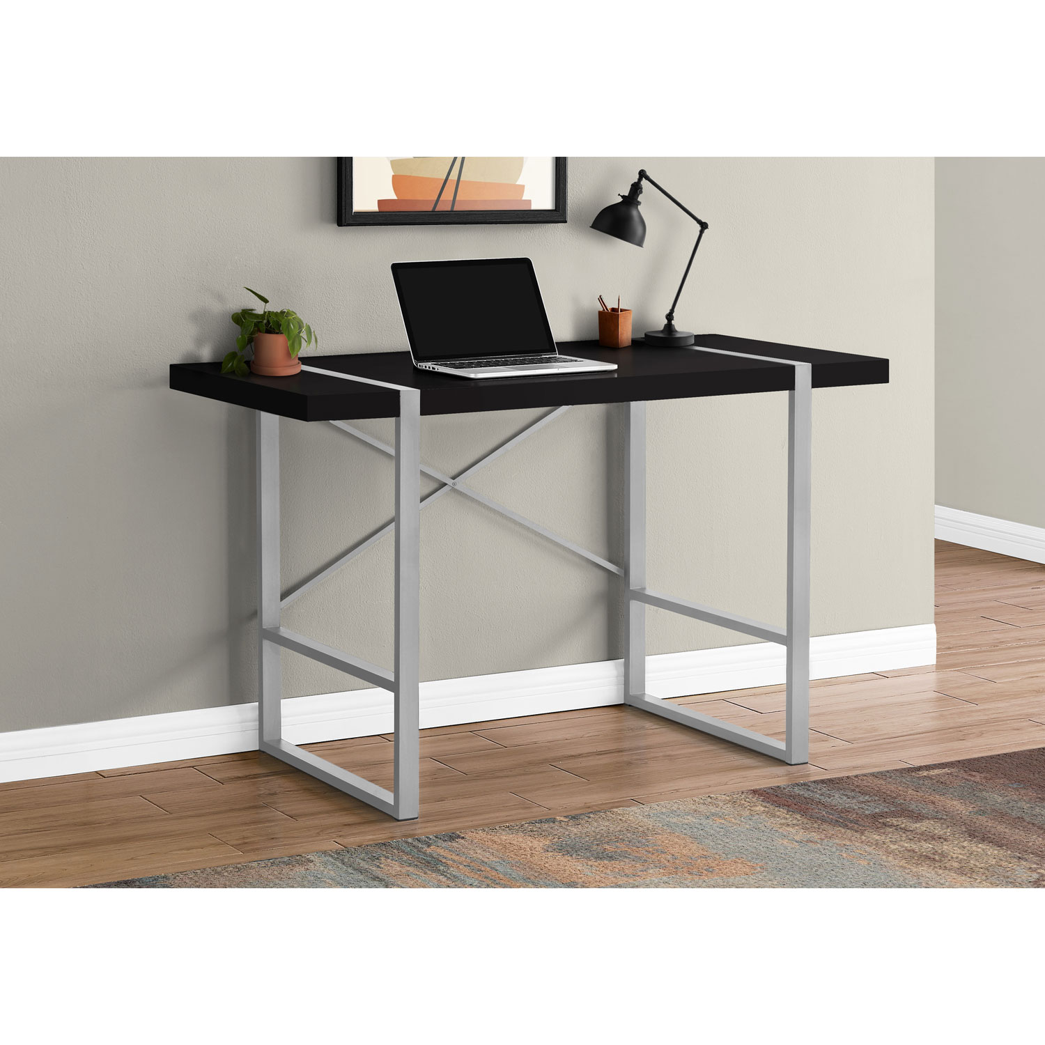 Monarch 49"W Computer Desk - Black/Silver