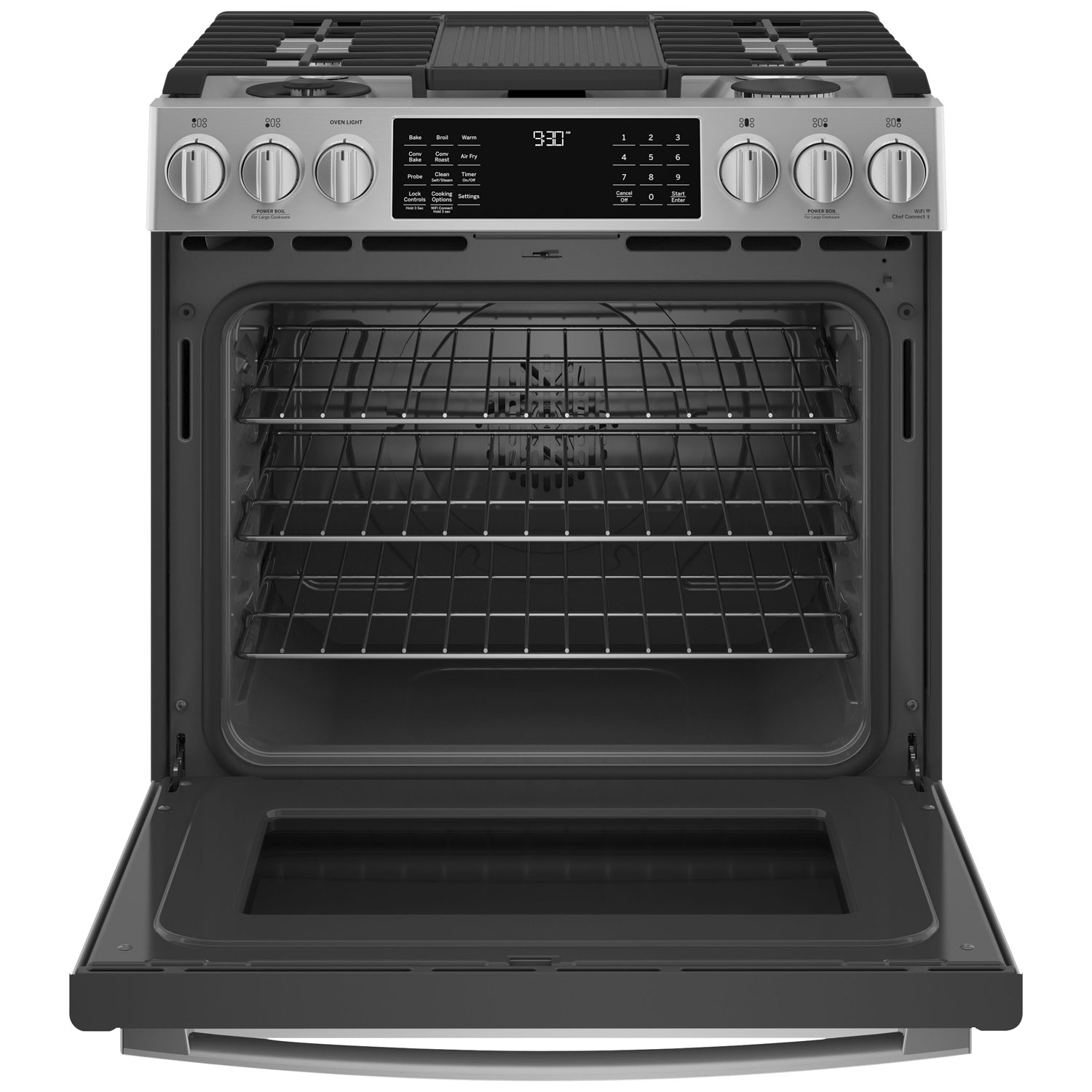 GE Profile 30" 5.7 Cu. Ft. True Convection Slide-In Gas Air Fry Range - Stainless