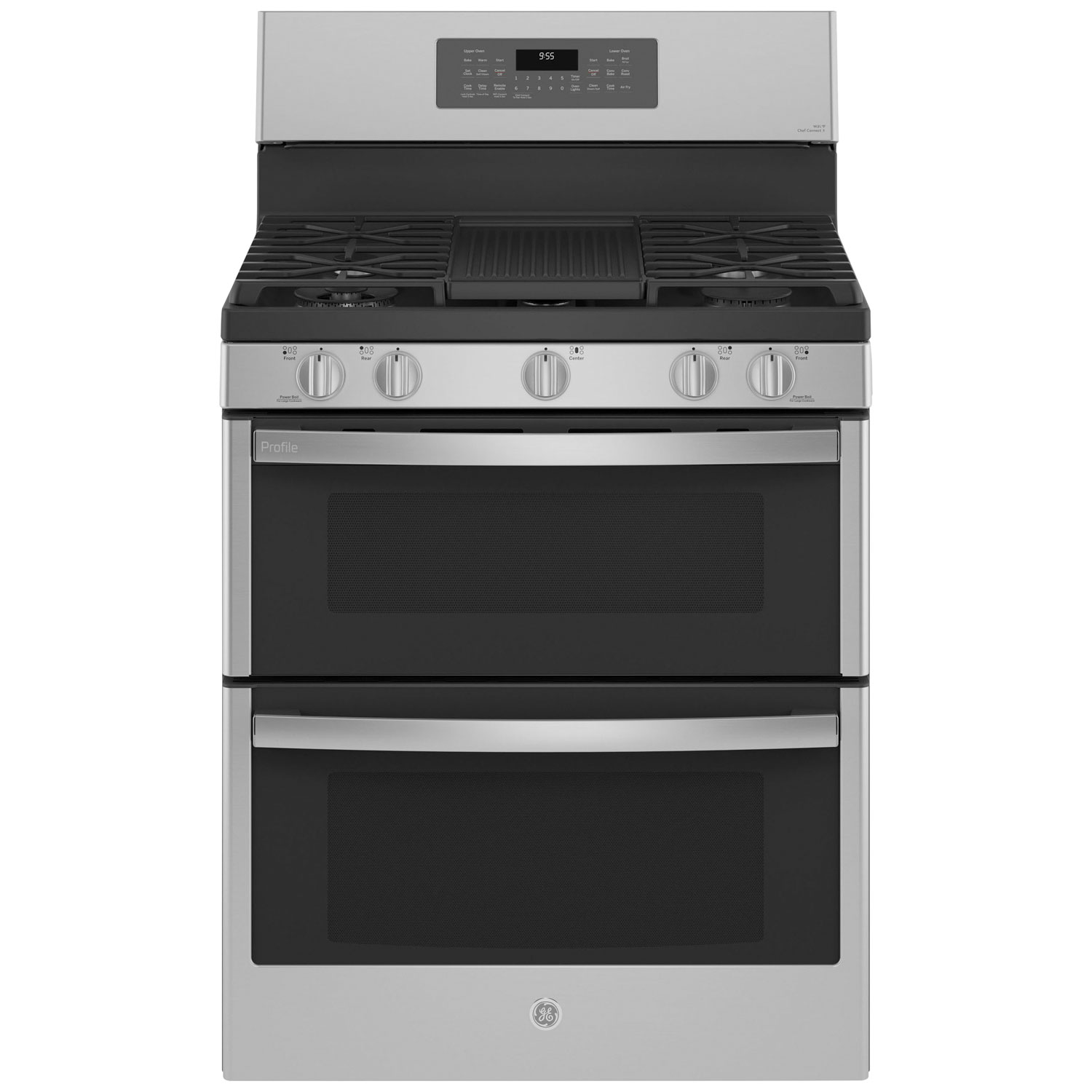 GE Profile 30" 6.8 Cu. Ft. Double Oven Freestanding Gas Air Fry Range (PCGB965YPFS) - Stainless