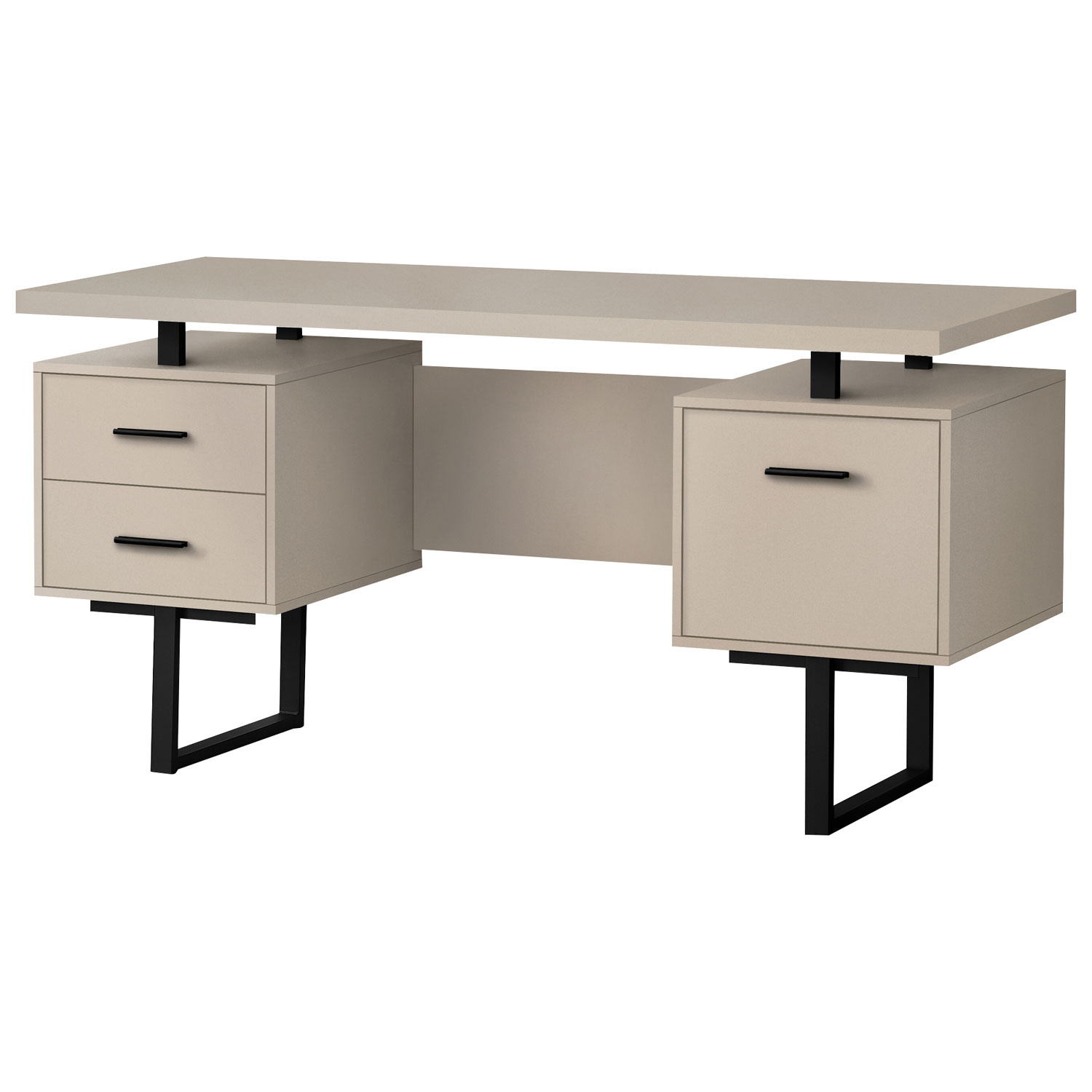 Monarch Floating 60"W Computer Desk with 3 Drawers - Walnut