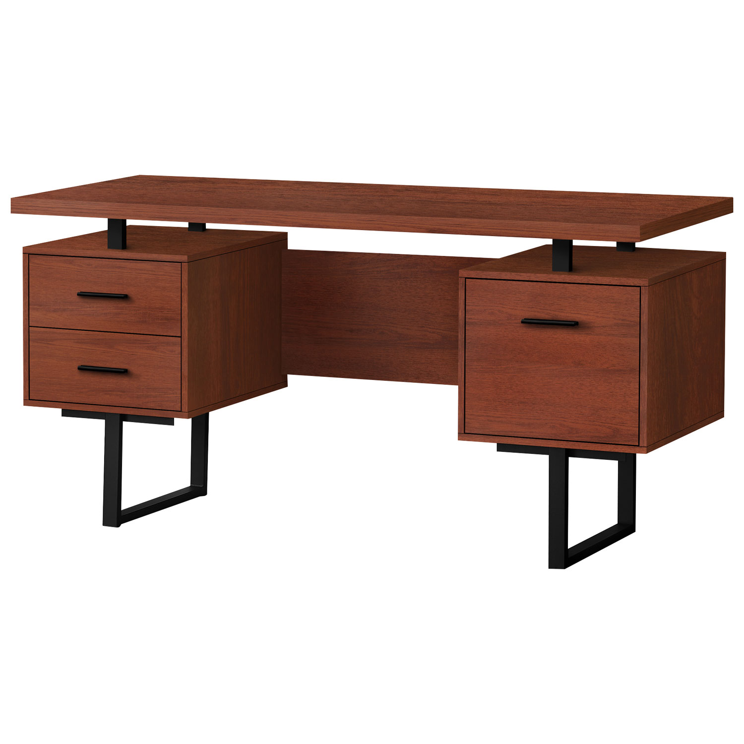 Bureau d'ordinateur flottant avec 3 tiroirs de 60 po de largeur de Monarch - Taupe