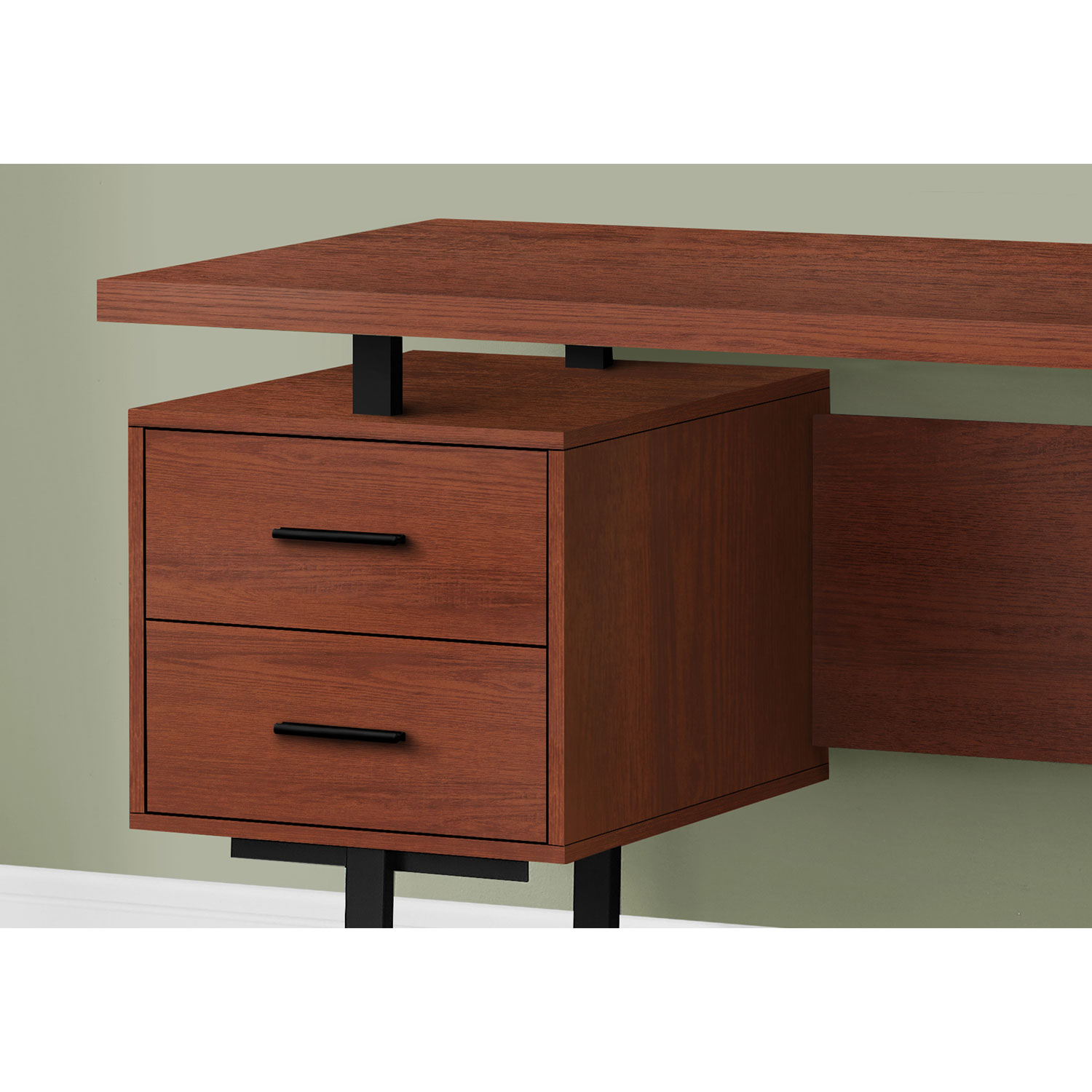 Bureau d'ordinateur flottant avec 3 tiroirs de 60 po de largeur de Monarch - Taupe