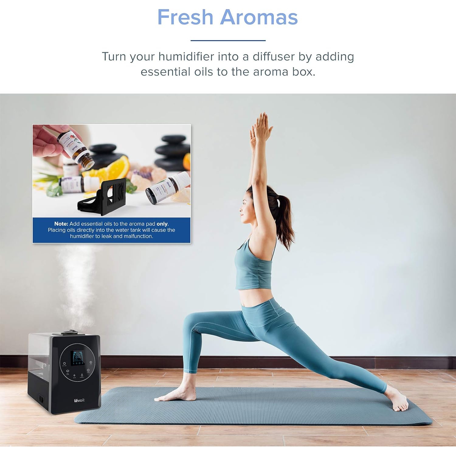 Humidificateurs d'air Levoit, humidificateur ultrasonique à vapeur chaude et froide 6&nbsp;L pour chambre à coucher/plantes; Télécommande/commande