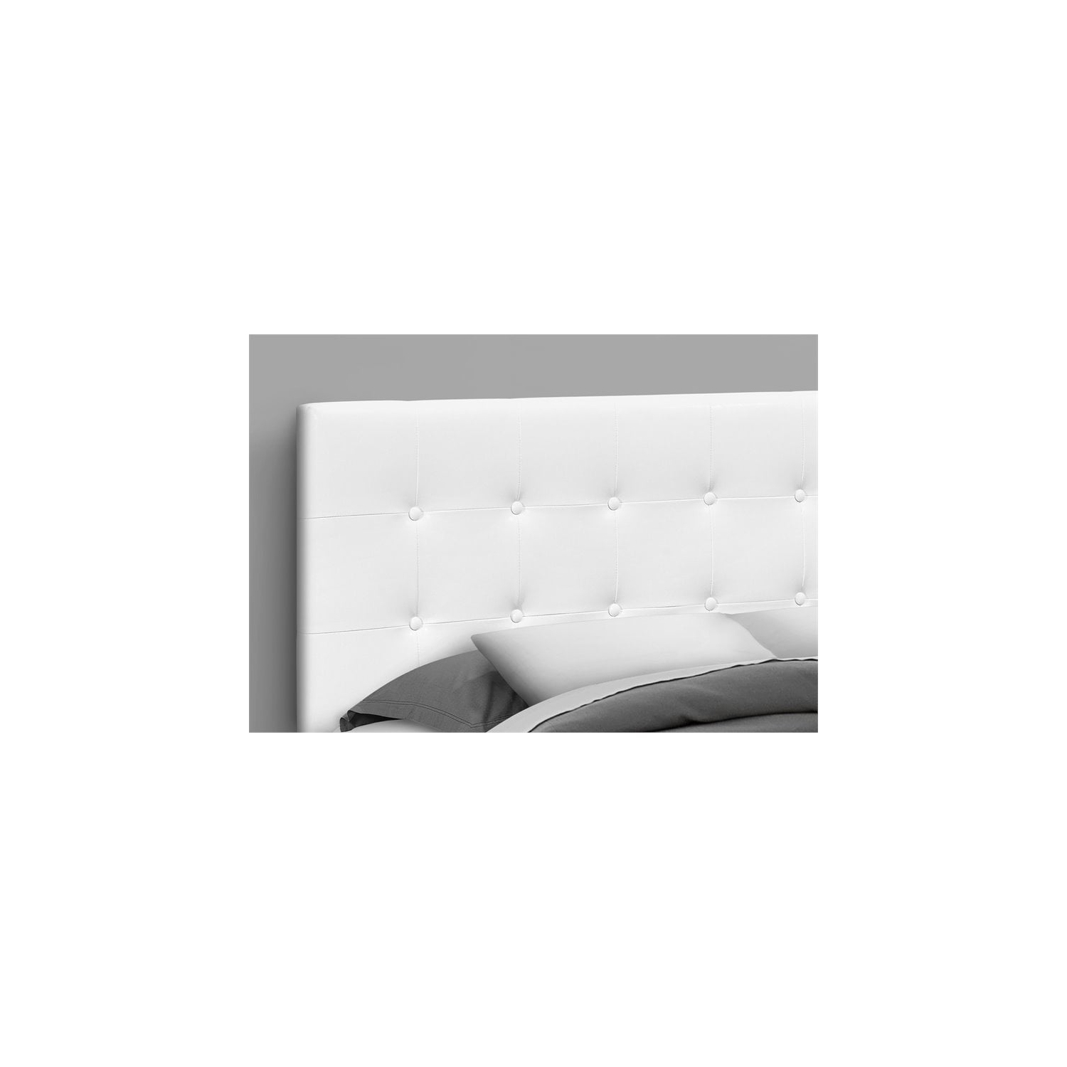 Monarch Specialties I 6002Q Bed - Queen Size / White Leather-look Headboard Only