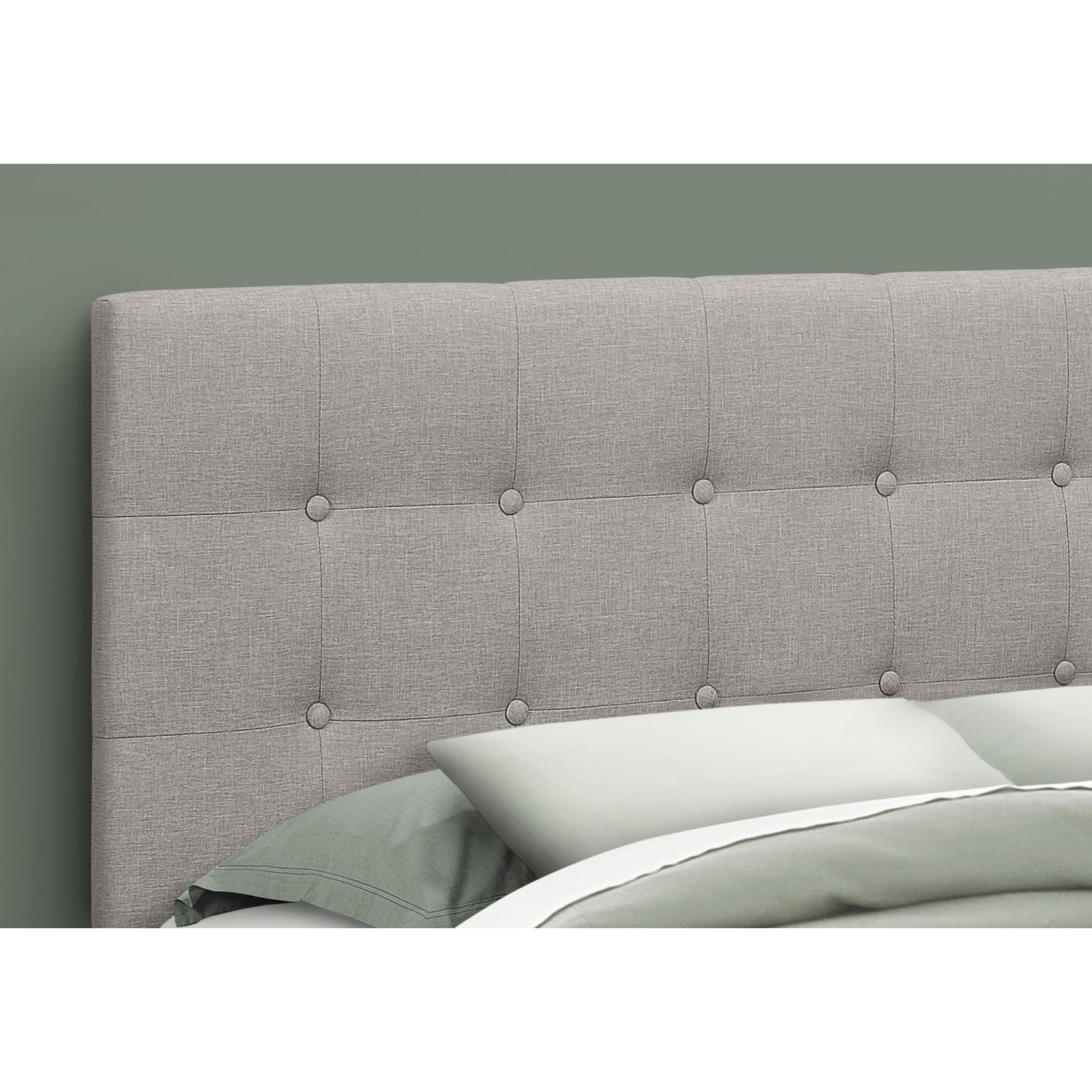 Monarch Specialties I 6003Q Bed - Queen Size / Grey Linen Headboard Only