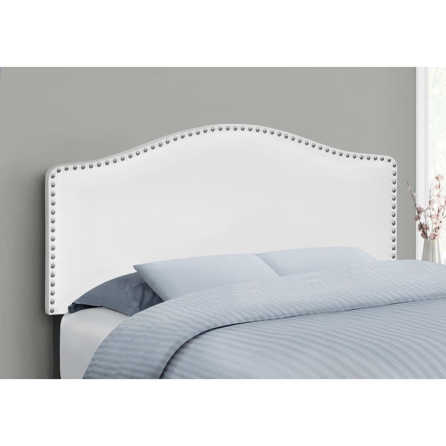 Monarch Specialties I 6012F Bed - Full Size / White Leather-look Headboard Only