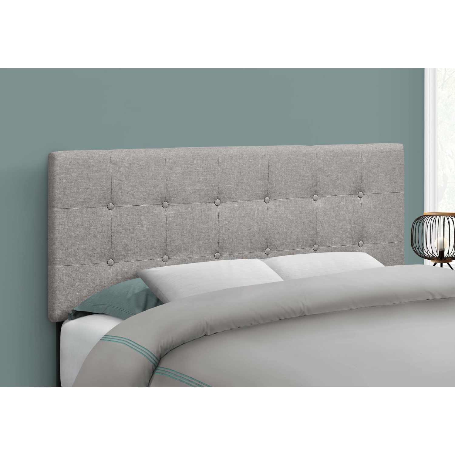 Monarch Specialties I 6003F Bed - Full Size / Grey Linen Headboard Only