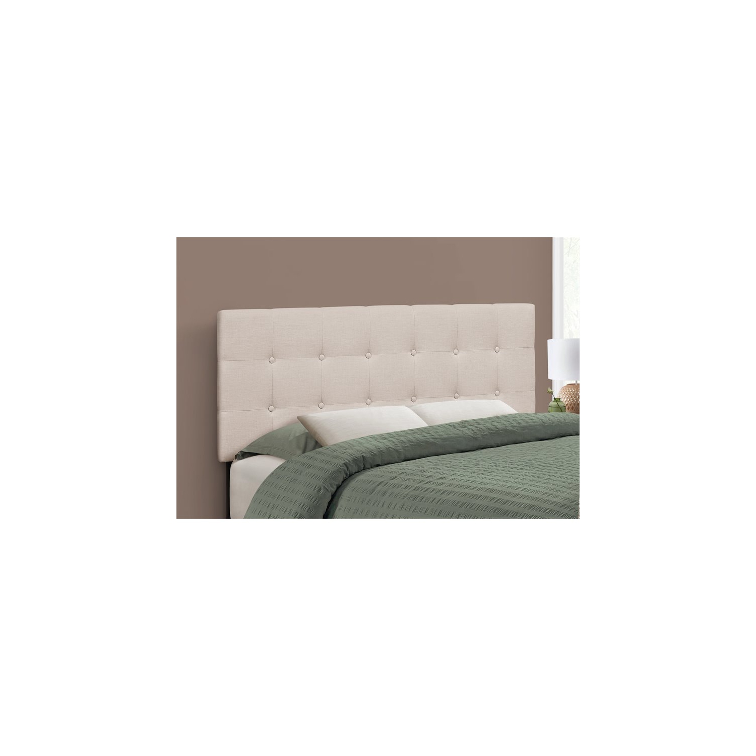 Monarch Specialties I 6004F Bed - Full Size / Beige Linen Headboard Only
