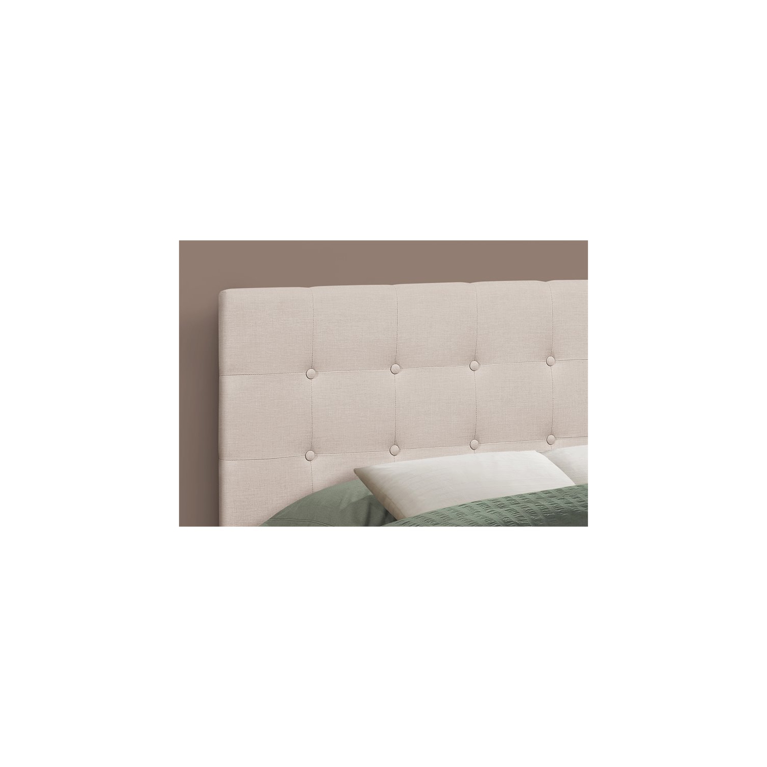 Monarch Specialties I 6004F Bed - Full Size / Beige Linen Headboard Only