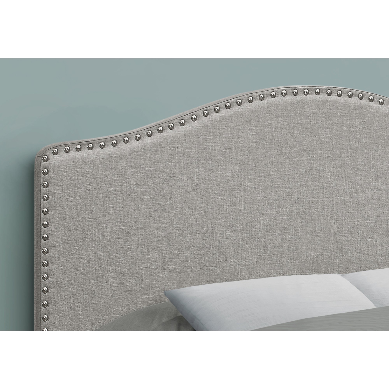 Monarch Specialties I 6013F Bed - Full Size / Grey Linen Headboard Only