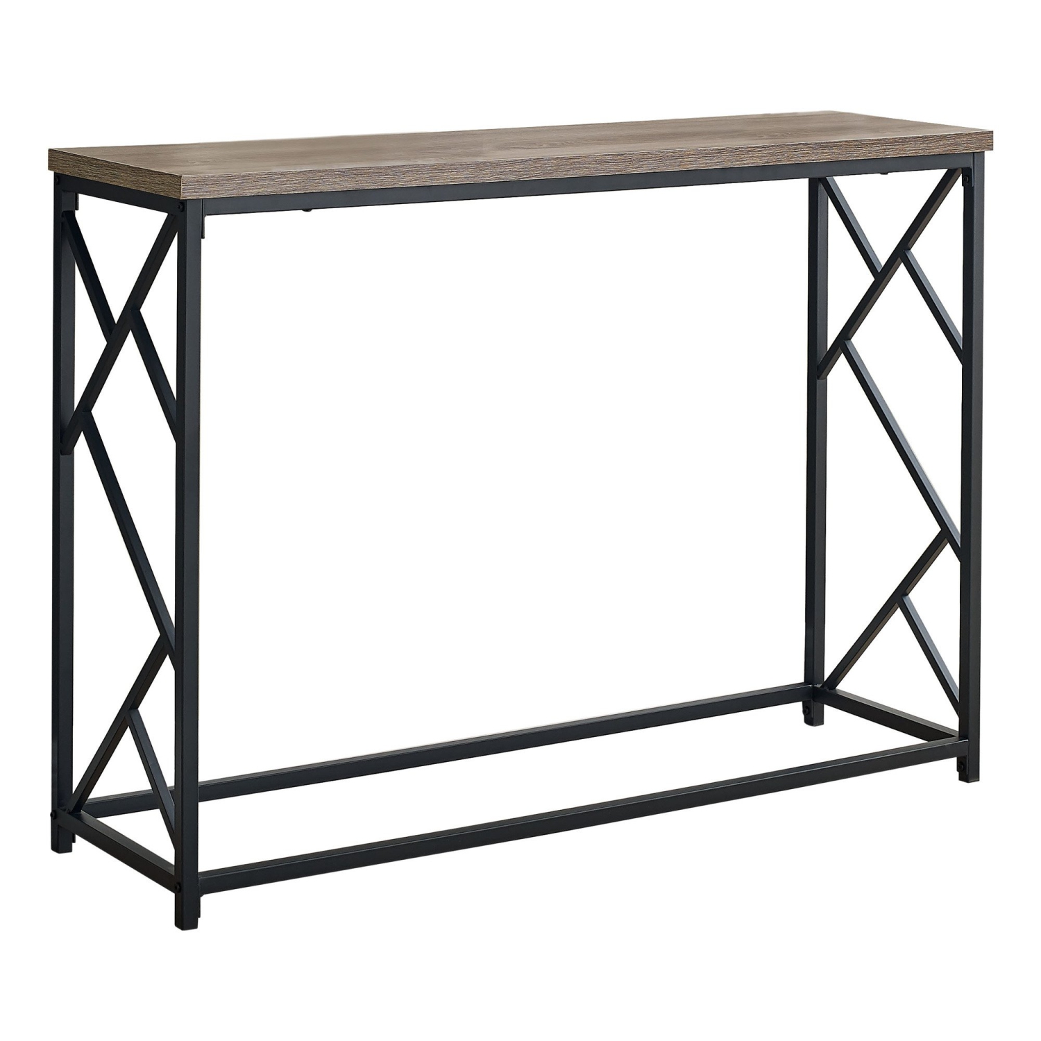 Monarch Specialties I 3533 Accent Table - 44" Long / Taupe / Black Metal Hall Console