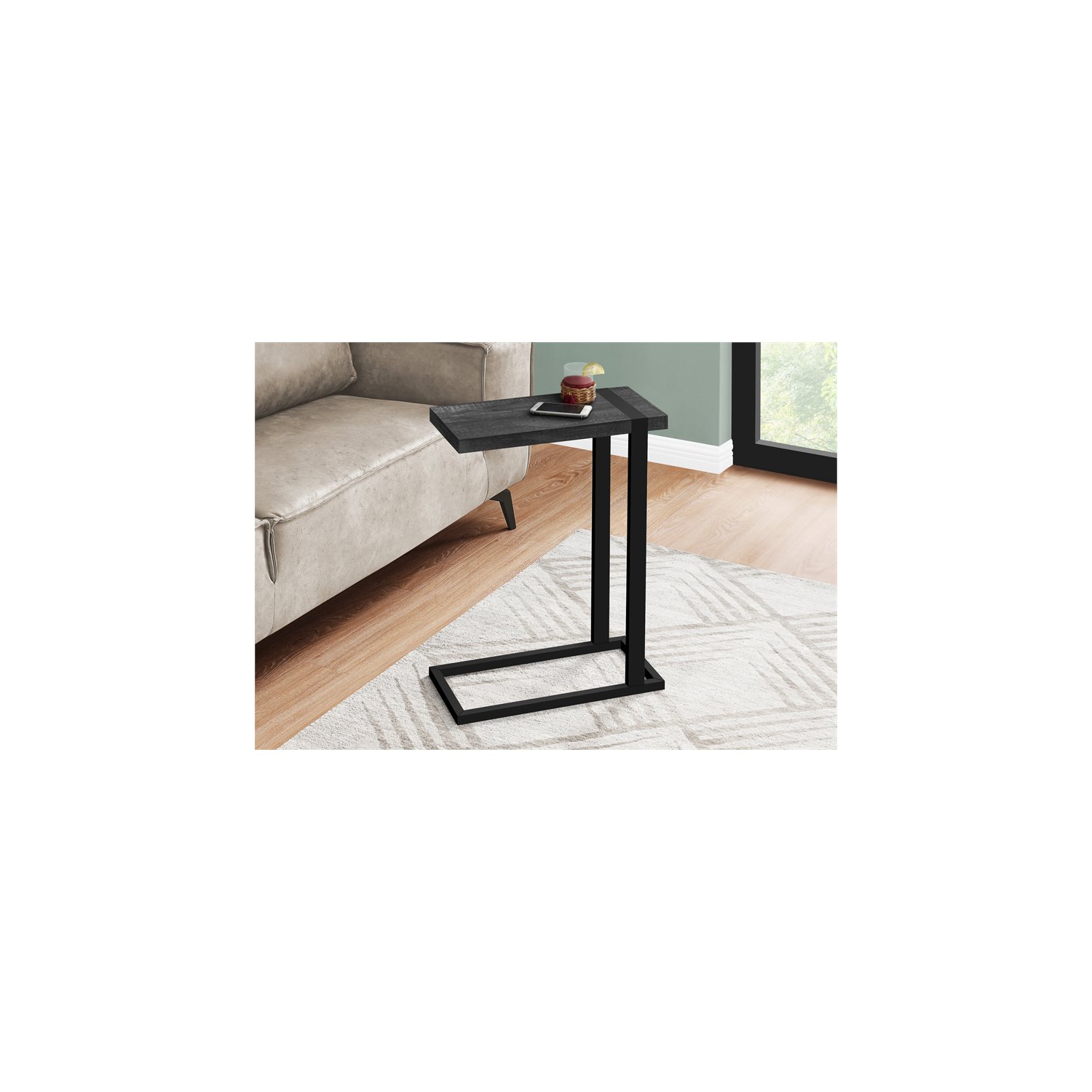 Monarch Specialties I 2863 Accent Table - Black Reclaimed Wood-look / Black Metal