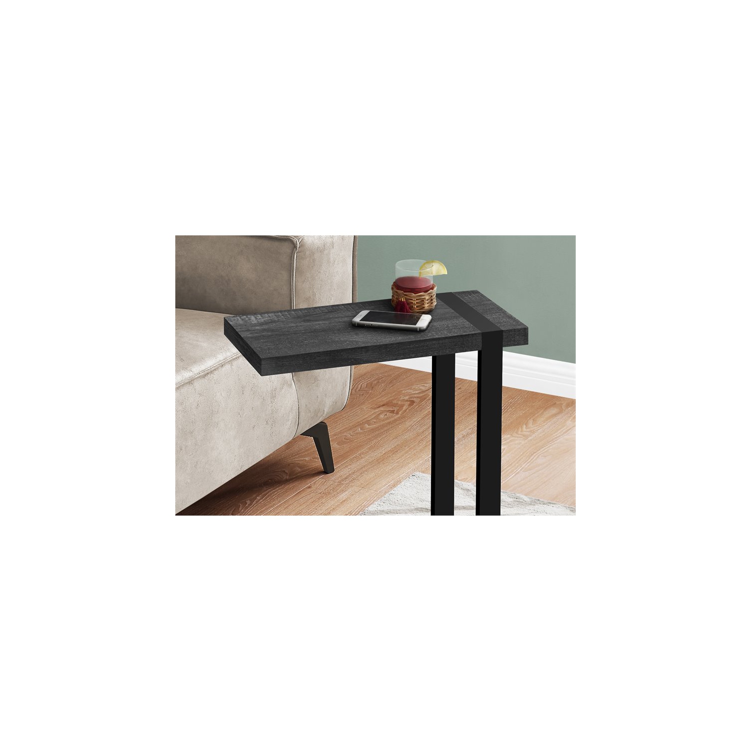 Monarch Specialties I 2863 Accent Table - Black Reclaimed Wood-look / Black Metal