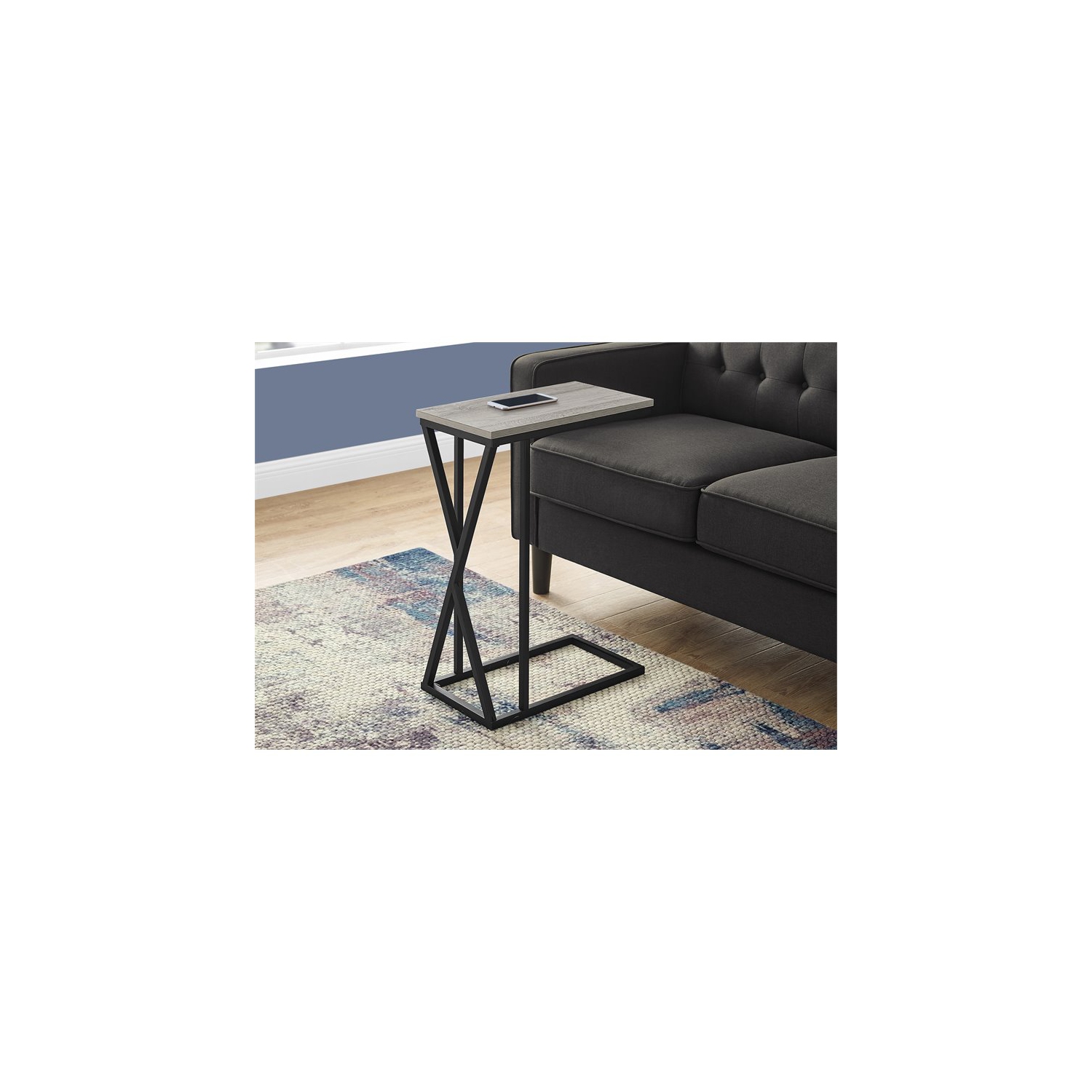 Monarch Specialties I 3248 Accent Table - 25" High / Grey / Black Metal