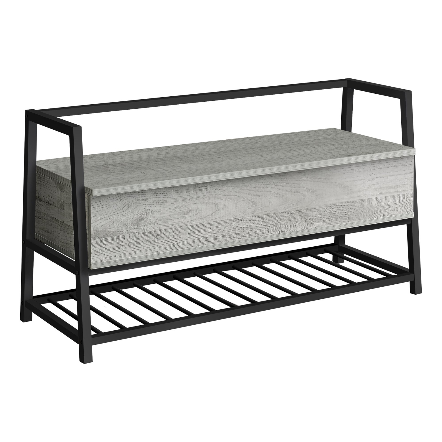 Monarch Specialties I 4500 Bench - 42" Long / Grey Storage / Black Metal