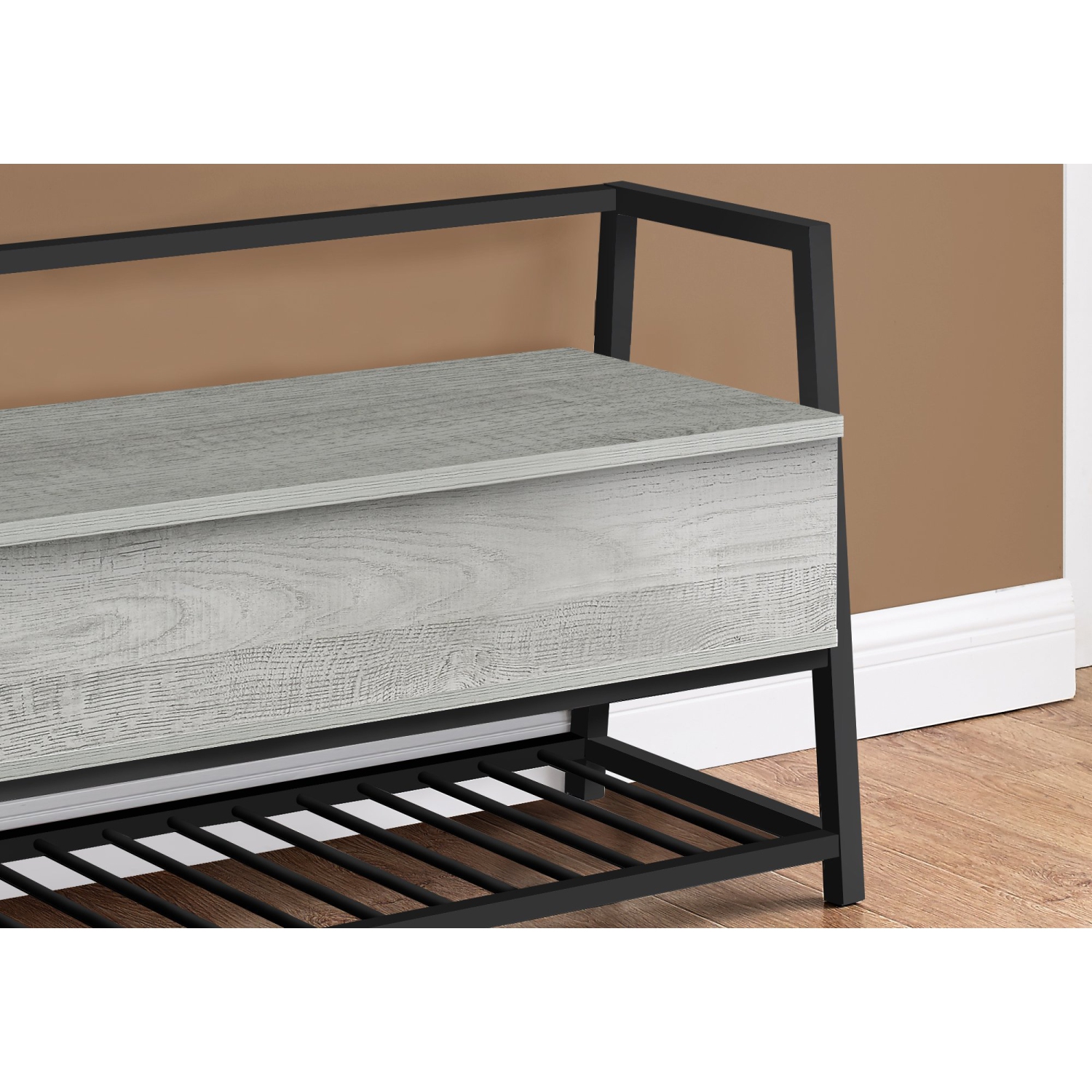 Monarch Specialties I 4500 Bench - 42" Long / Grey Storage / Black Metal