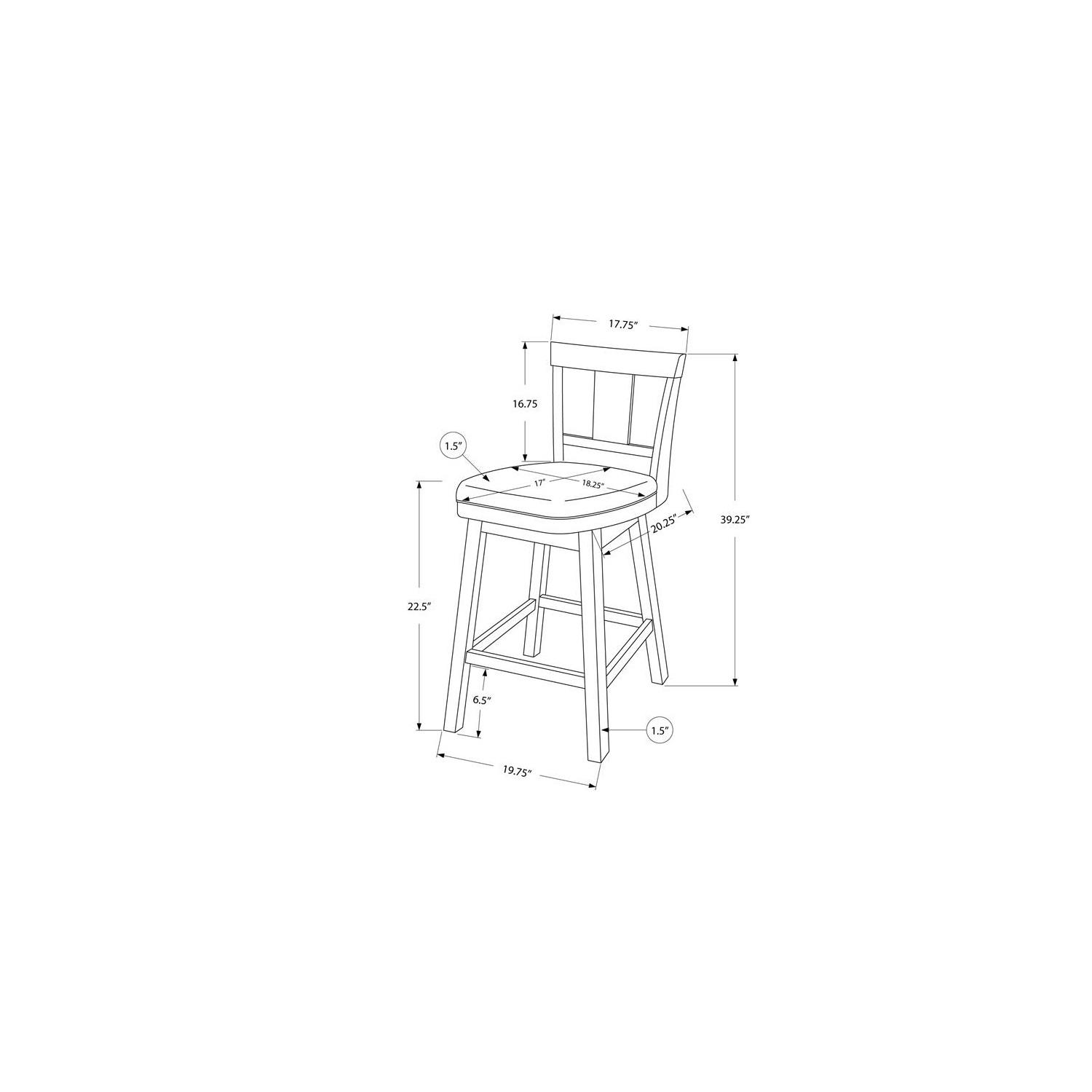Monarch Specialties I 1233 Barstool - 2pcs / 39" High / White / Swivel Counter Height