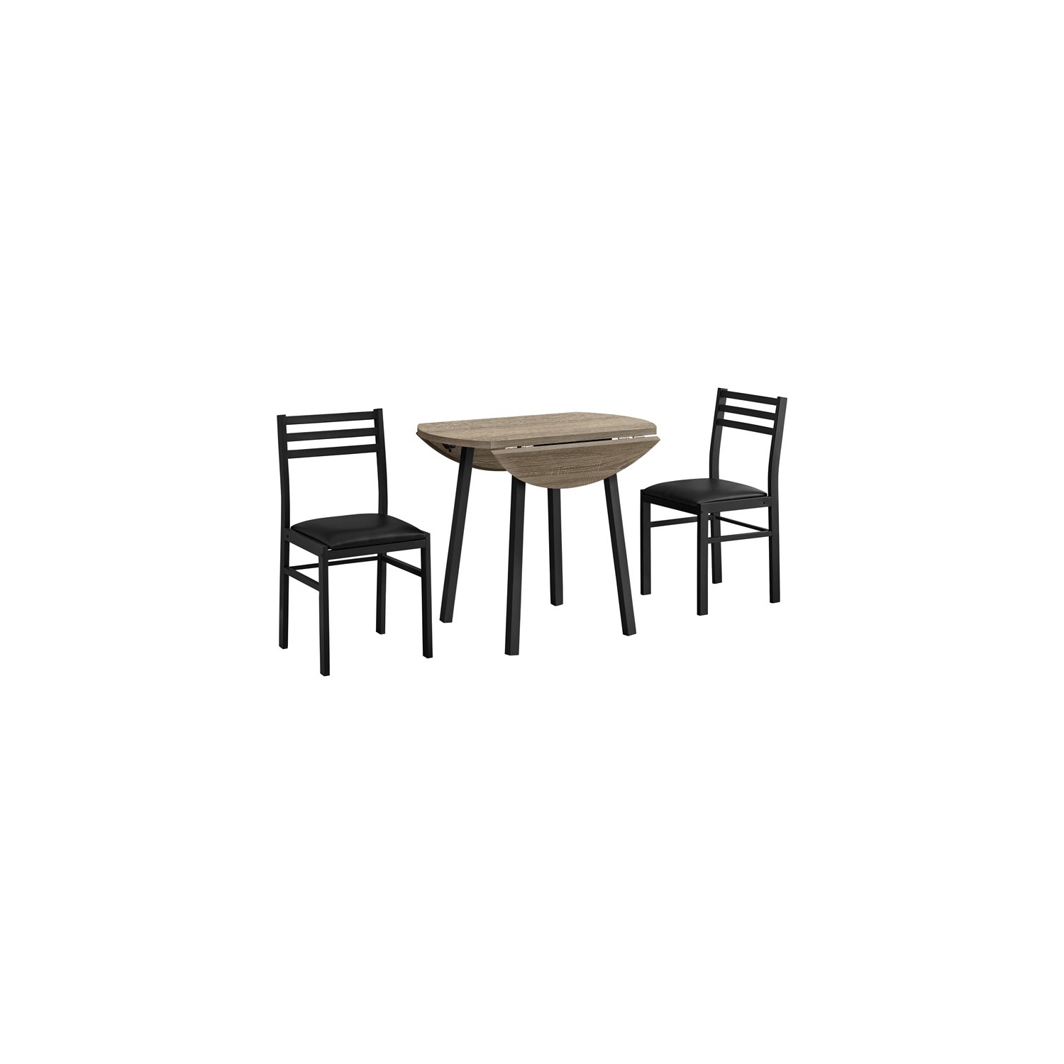 Monarch Specialties I 1003 Dining Set - 3pcs Set / Dark Taupe Top / Black Metal