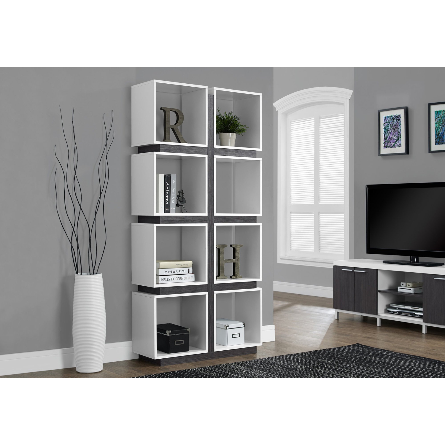 Monarch Specialties I 7076 Bookcase - 71" High / White / Grey