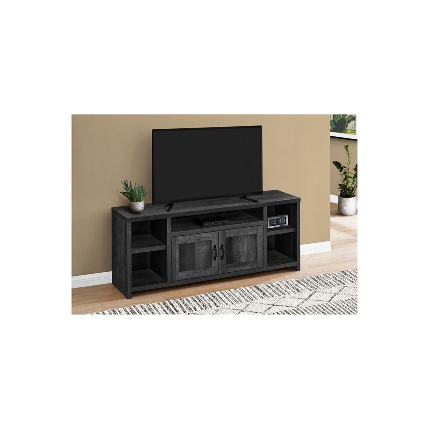 Monarch Specialties I 2743 Meuble Tv - 60" de Long / Faux Bois Noir