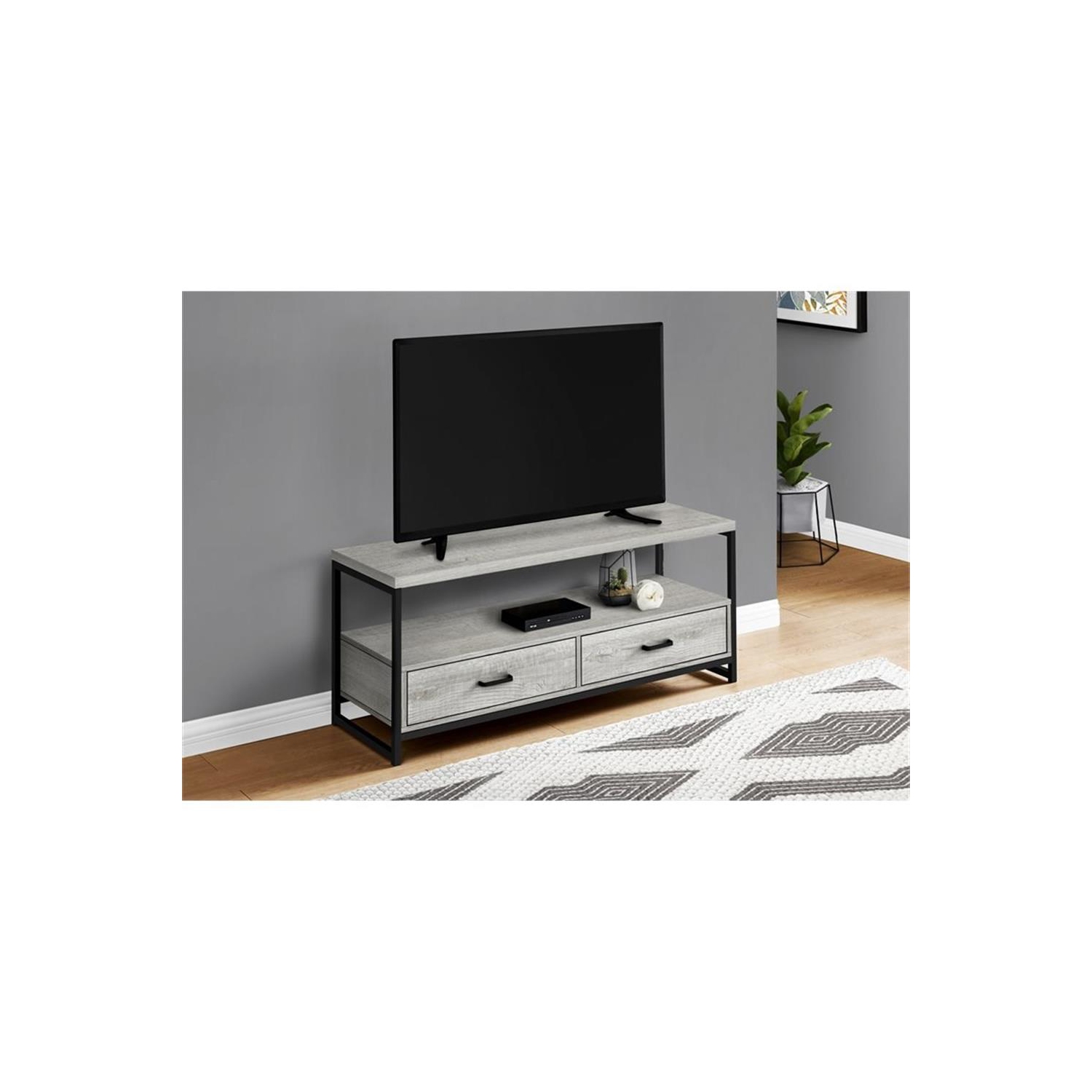 Monarch Specialties I 2871 Tv Stand - 48" Long / Grey / Black Metal