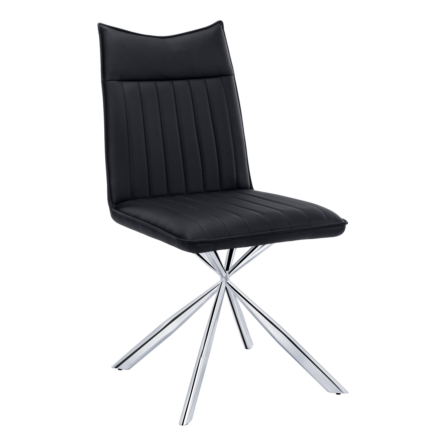 Monarch Specialties I 1213 Dining Chair - 2pcs / 36" High / Black Leather-look / Chrome