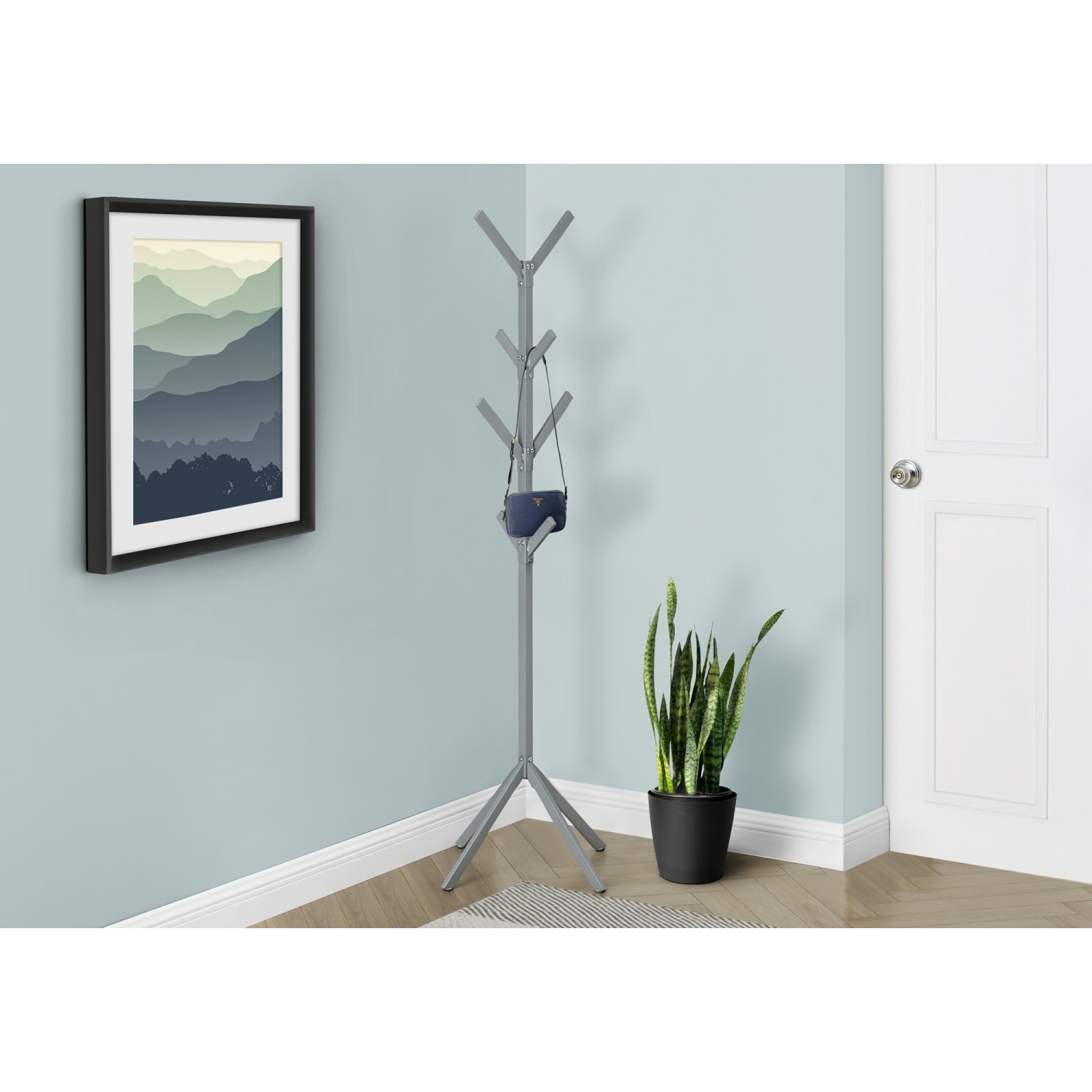 Monarch Specialties I 2058 Coat Rack - 70" High / Silver Metal