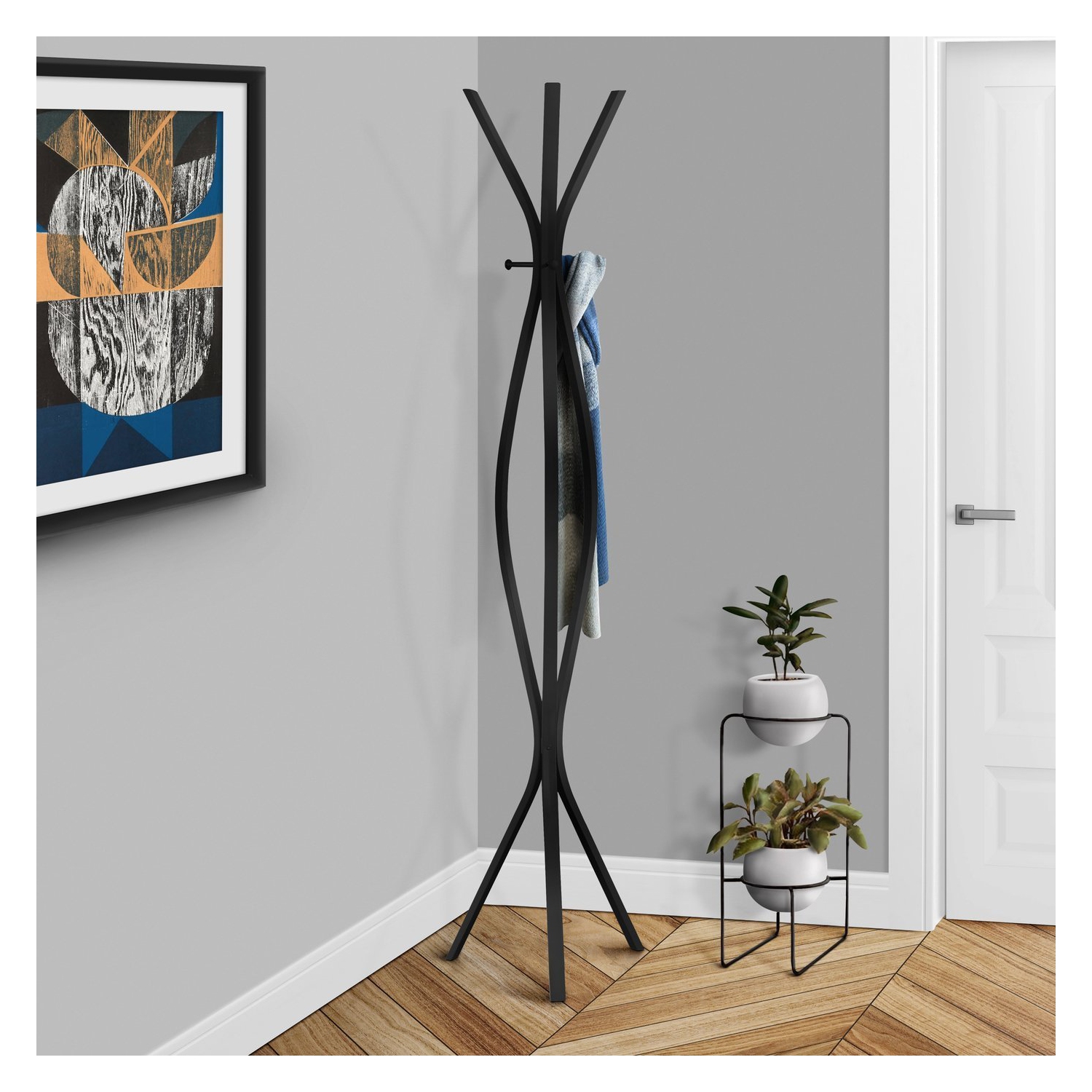 Monarch Specialties I 2051 Coat Rack - 72" High / Black Metal Contemporary Style