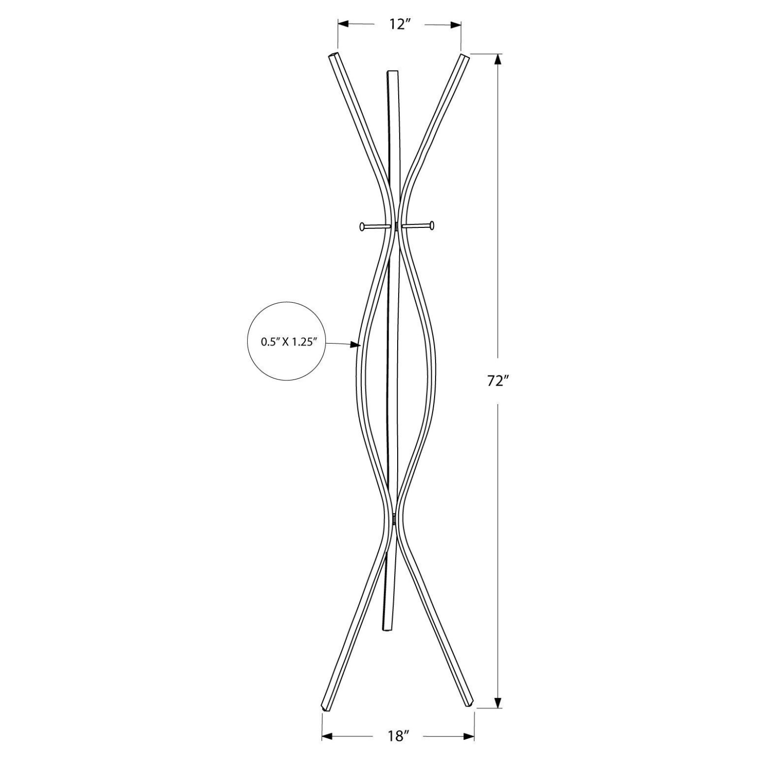 Monarch Specialties I 2051 Coat Rack - 72" High / Black Metal Contemporary Style