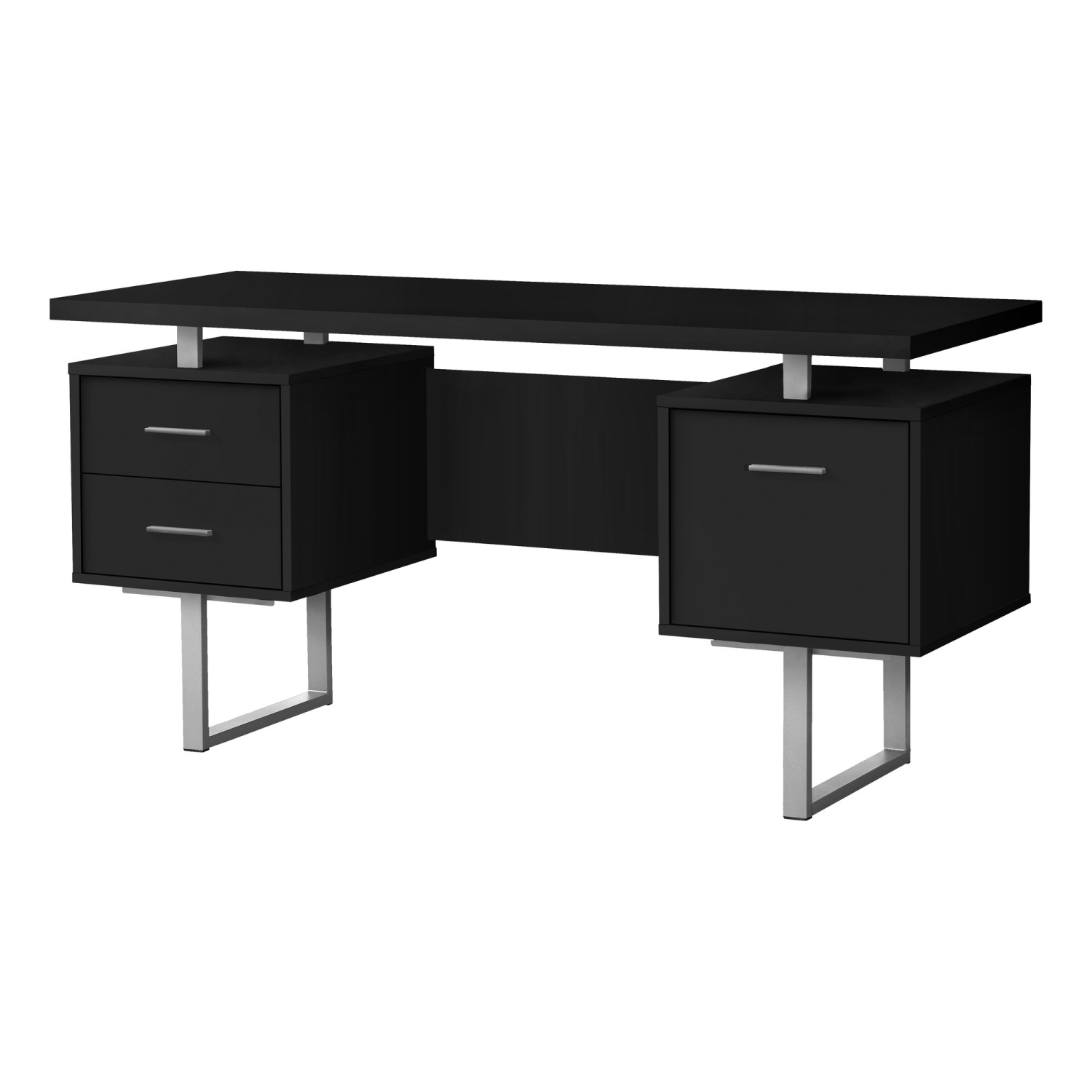 Monarch Specialties I 7634 Computer Desk - 60" Long / Black / Silver Metal