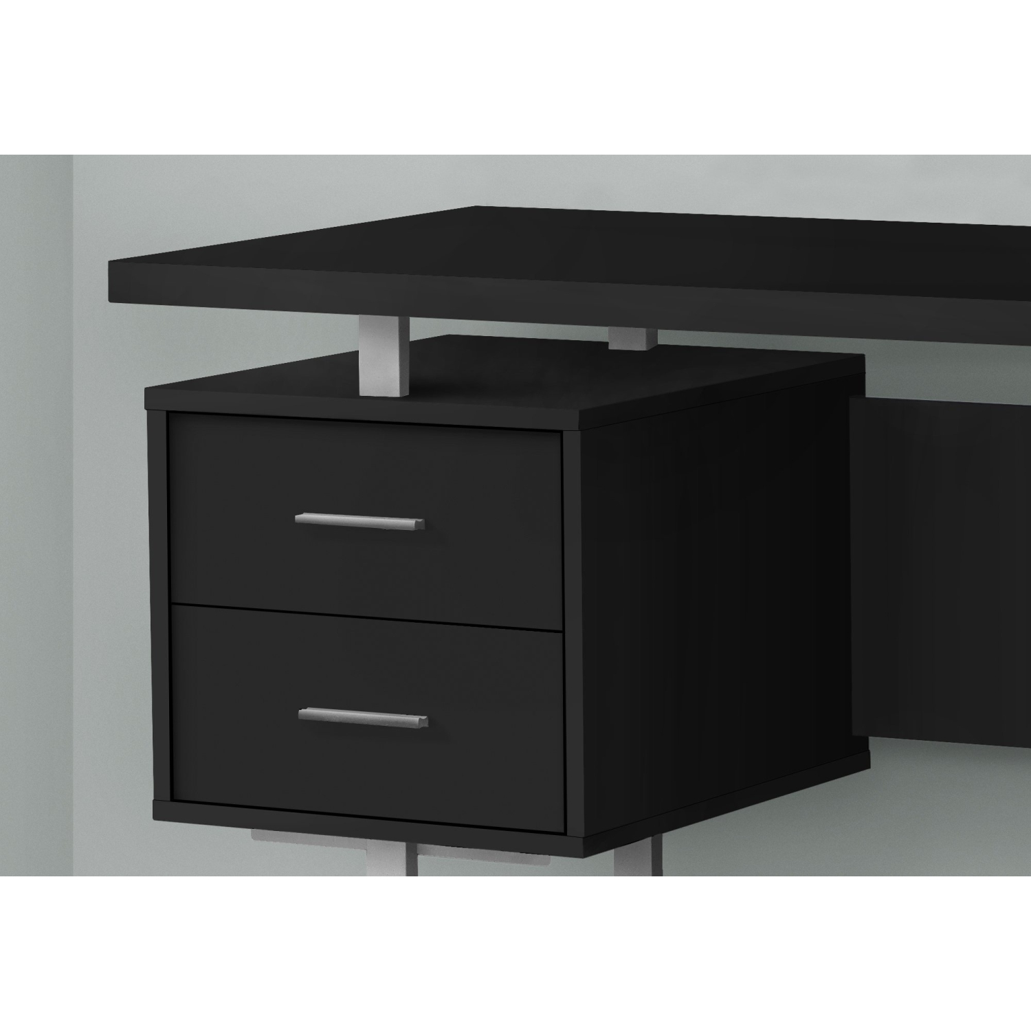 Monarch Specialties I 7634 Computer Desk - 60" Long / Black / Silver Metal