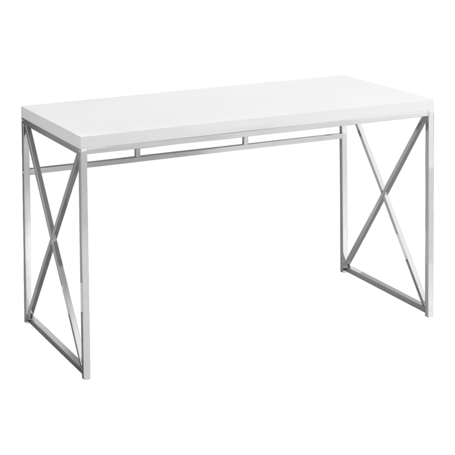 Monarch Specialties I 7205 – Bureau d’ordinateur – 48 po de long/blanc lustré/métal chromé