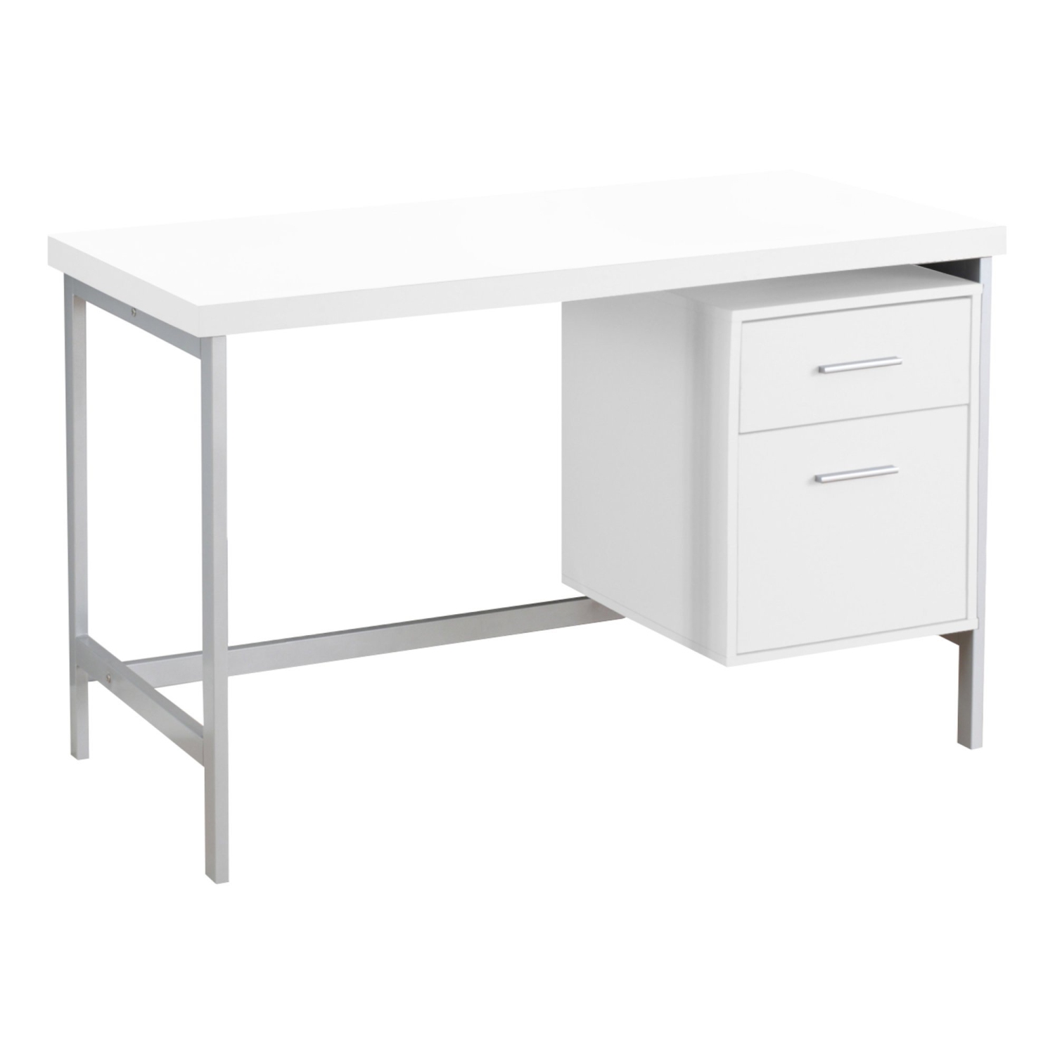 Monarch Specialties I 7149 Computer Desk - 48" Long / White / Silver Metal