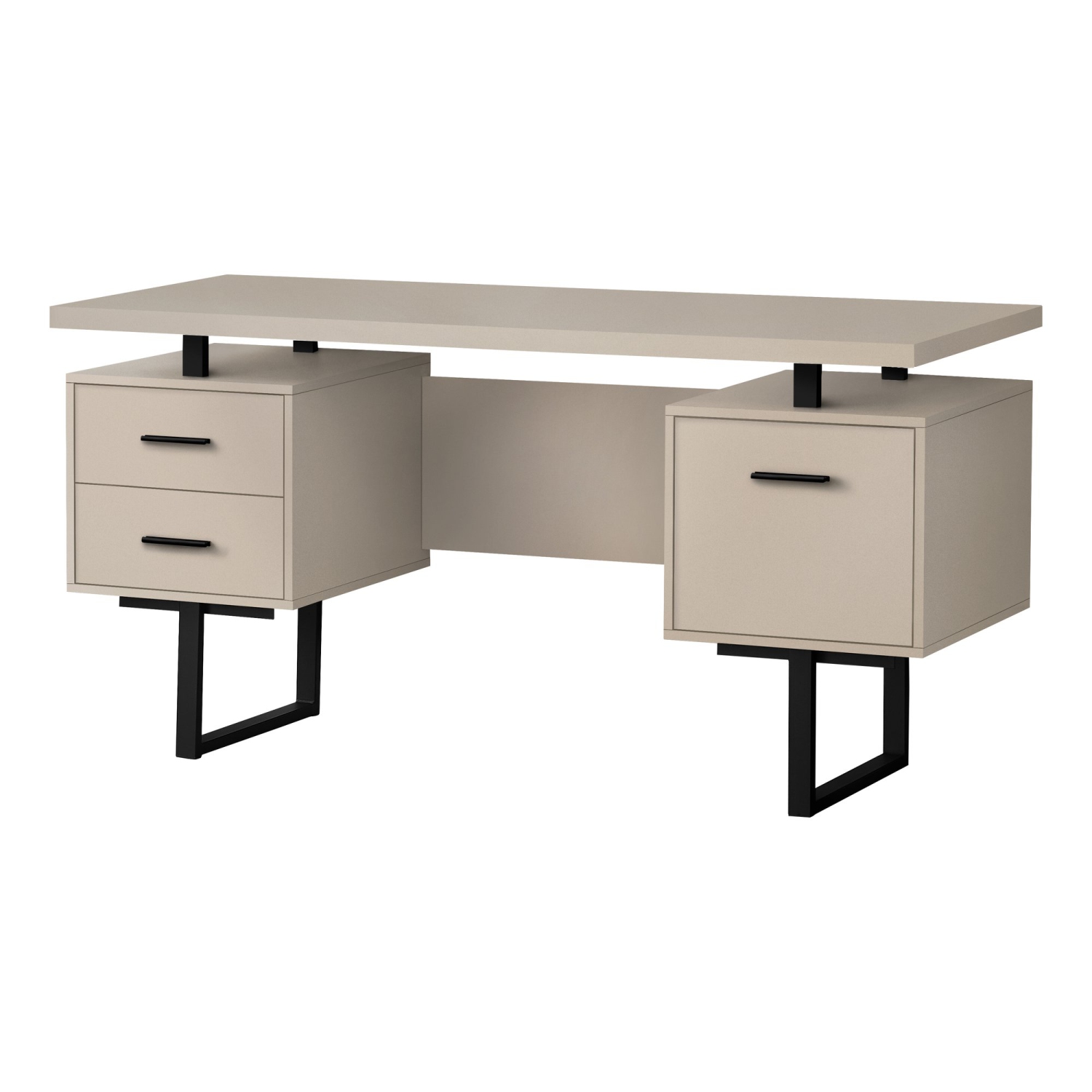 Monarch Specialties I 7629 Computer Desk - 60" Long / Modern Taupe / Black Metal