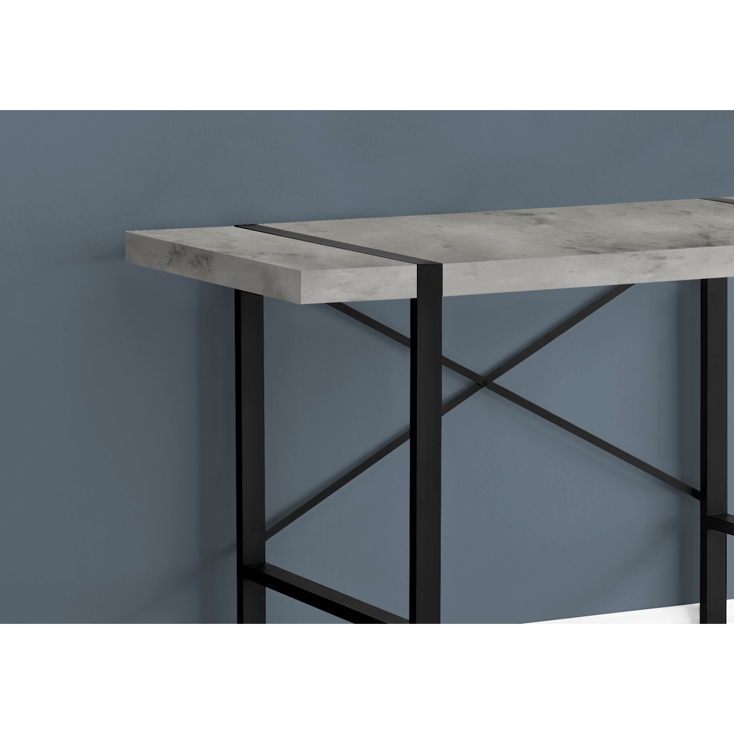 Monarch Specialties I 7661 Computer Desk - 48" Long / Grey Concrete-look / Black Metal