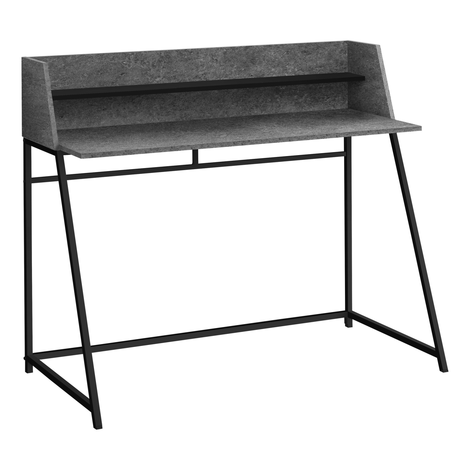 Monarch Specialties I 7550 Computer Desk - 48" Long / Grey Stone-look / Black Metal