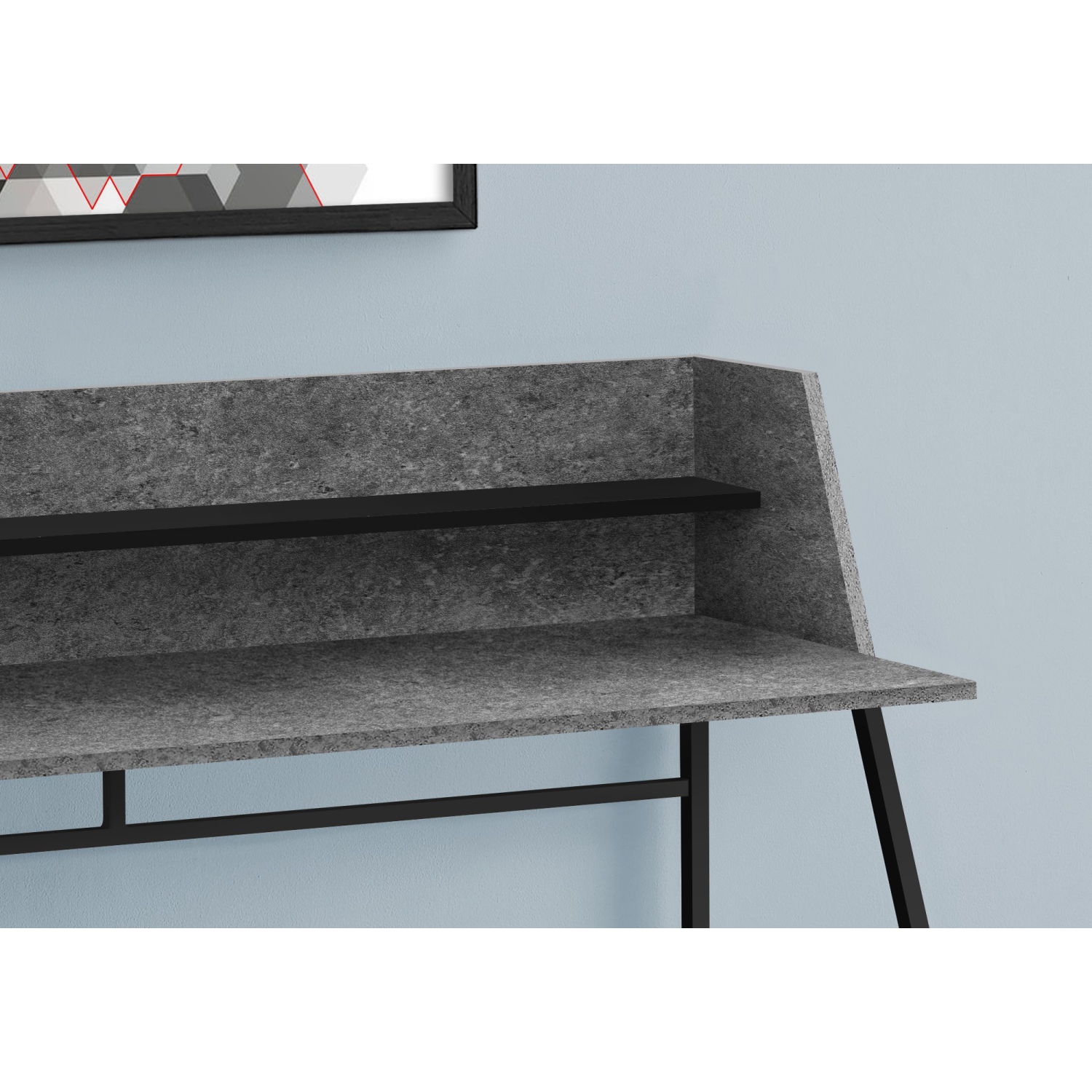 Monarch Specialties I 7550 Computer Desk - 48" Long / Grey Stone-look / Black Metal